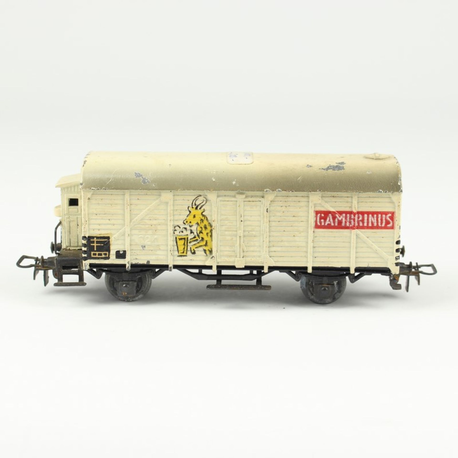 Märklin - EisenbahnAnf. 1950er J., H0, geschlossener Güterwagen 324 mit Bremserhaus, weißer