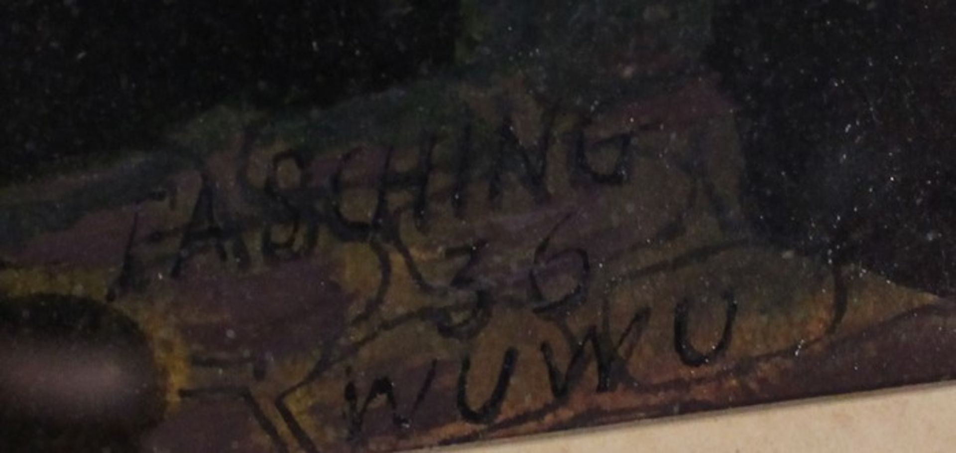 Künstlernachlass - Hertlein, Willibez. "Fasching", Mischtechnik, kräftige Farbpalette, sign. "Wuwu", - Bild 2 aus 2