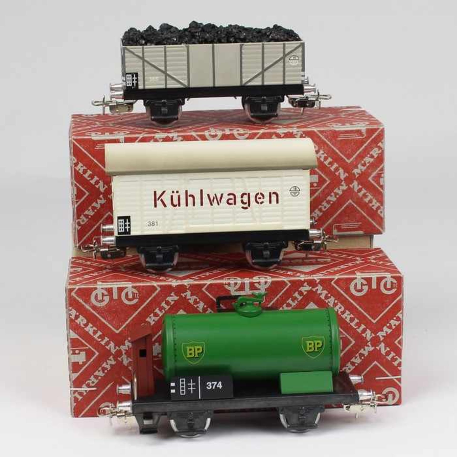 Märklin - EisenbahnWagenset 00100, 3 Replikate von Blechwagen aus der Anfangszeit von Spur H0,