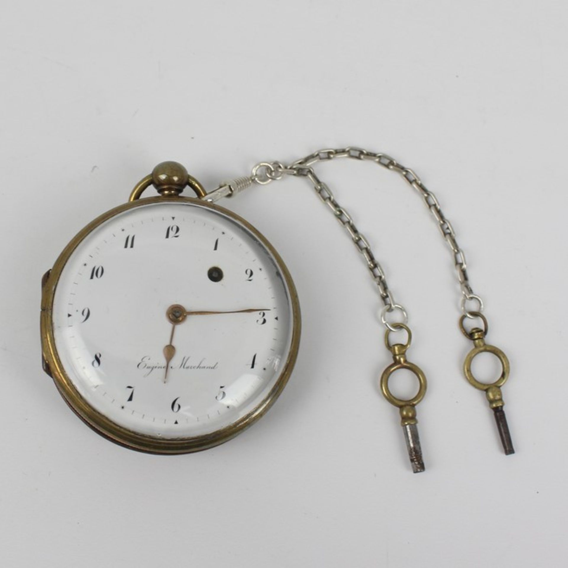 Herrentaschenuhr - Eugene Marchandum 1800, Boreaux, Gehäuse, Dca.5,5cm, wohl aus Kupfer,