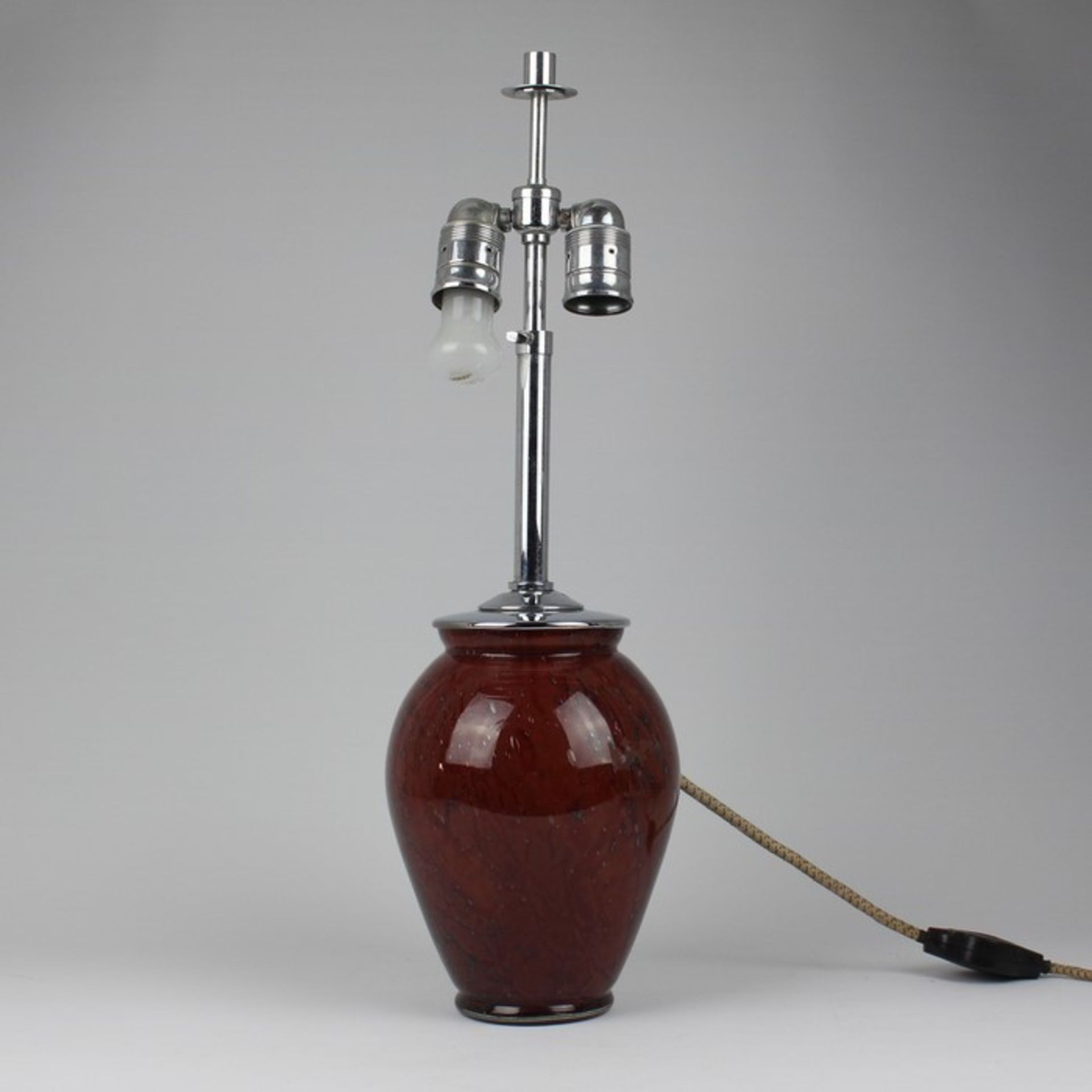 Tischlampe Ikora1930er J., WMF Ikora, farbloses Glas mit Zwischenschichtdekor, modelgeblasen,