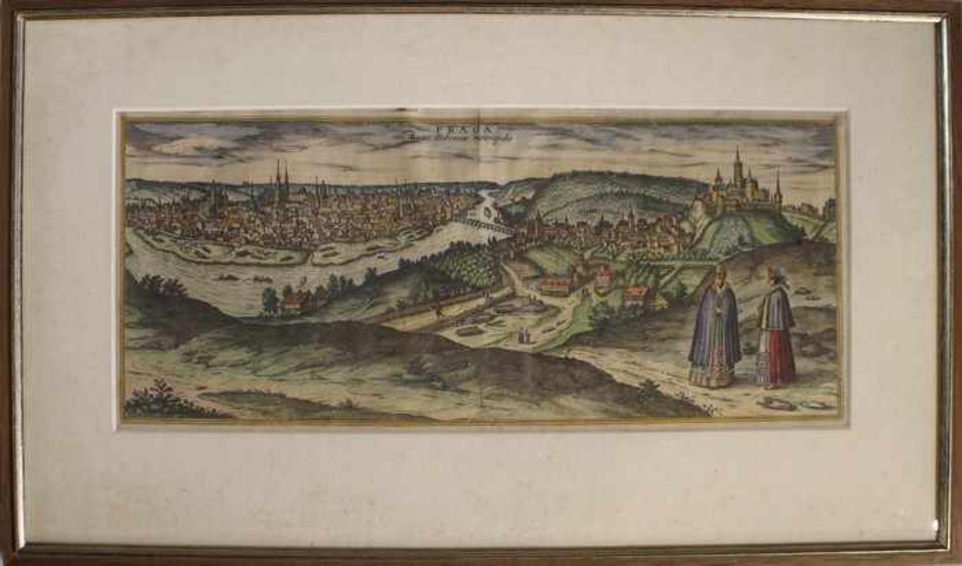 Karte - Böhmenbez. "Bohemia", Kupferstichkarte, teilkoloriert, Passep., ca. 28x36cm, dazu Ansicht