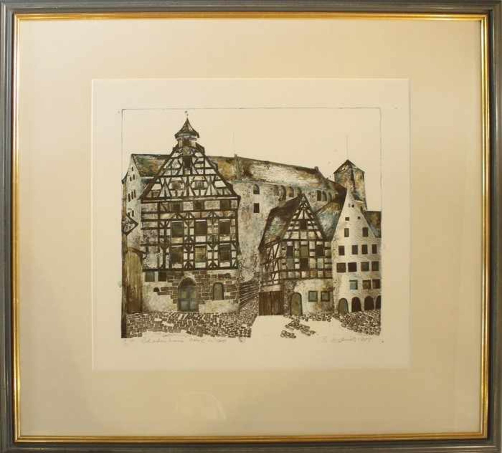 Heyduck, Brigittageb. 1936, lebt u. arbeitet in Nürnberg, bez. "Pilatushaus" (Nürnberg), Farblitho.,