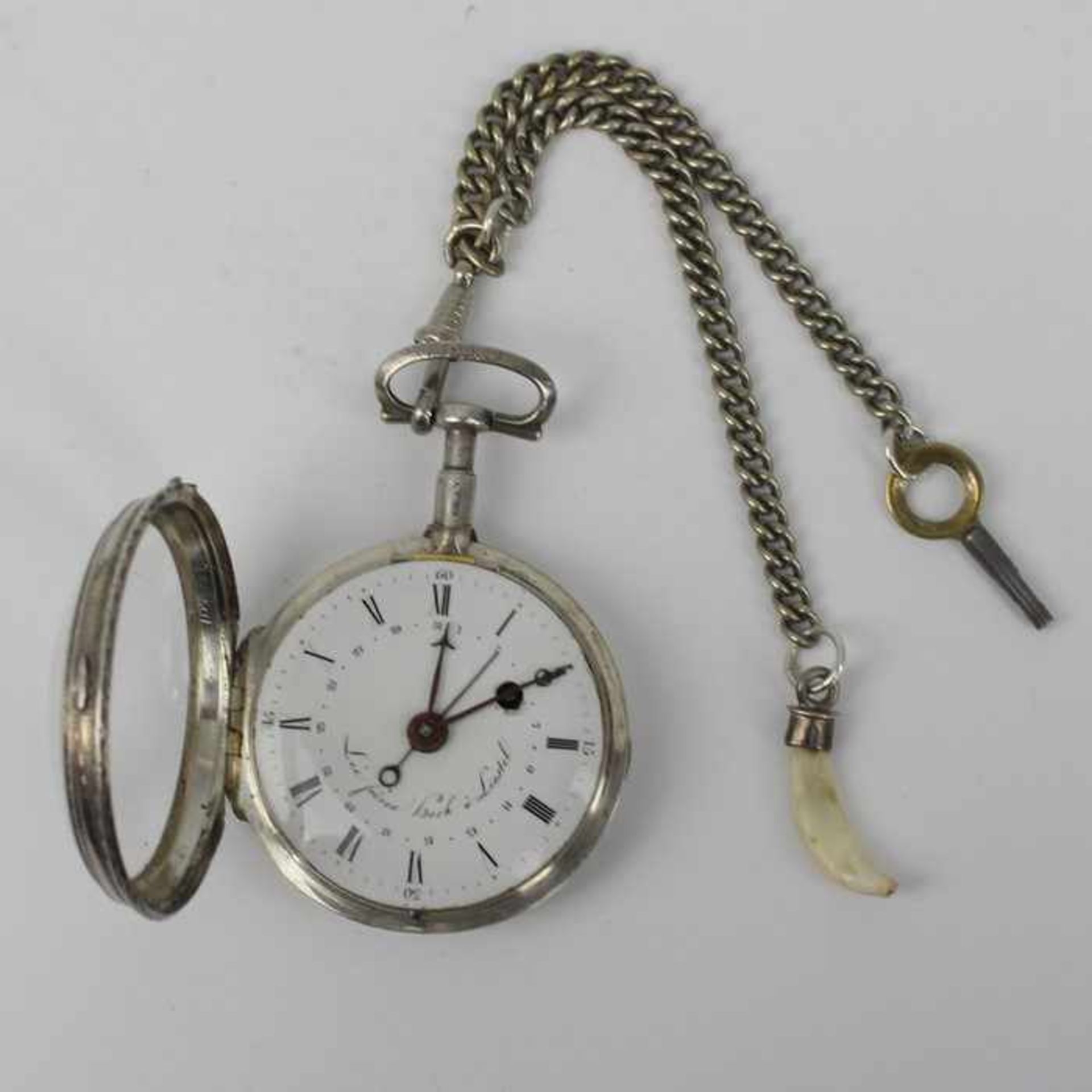 Herrentaschenuhr - Les Freres Hoch a LiestelSchweiz, Sammleruhr, Dca.5cm, Si-Spindeluhr mit