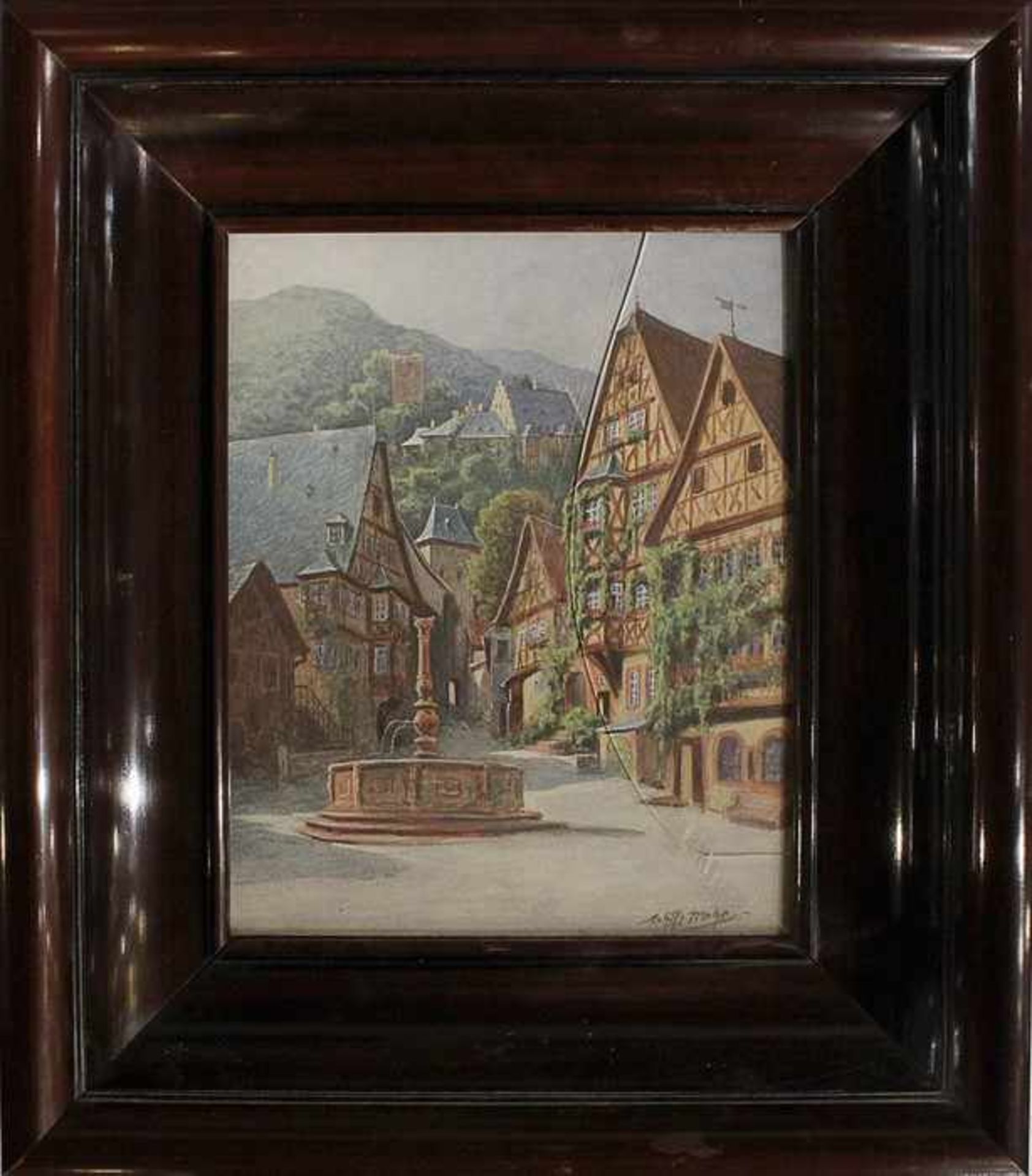 Mohr, Johann Georg1864 Frankfurt/M.-1943 ebd., "Weinort in Mainfranken - Marktplatz", Mischtechnik/