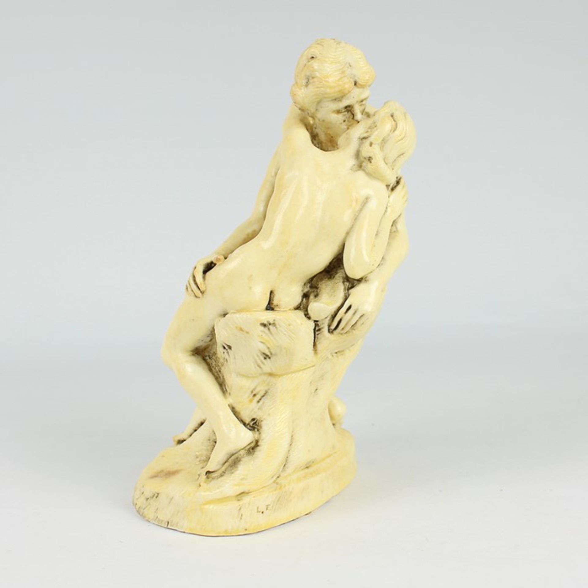 Figur20.Jh., Maße, gelblich lackiert, nach August Rodin "Der Kuss", vollplastische Figurengruppe - Bild 5 aus 6