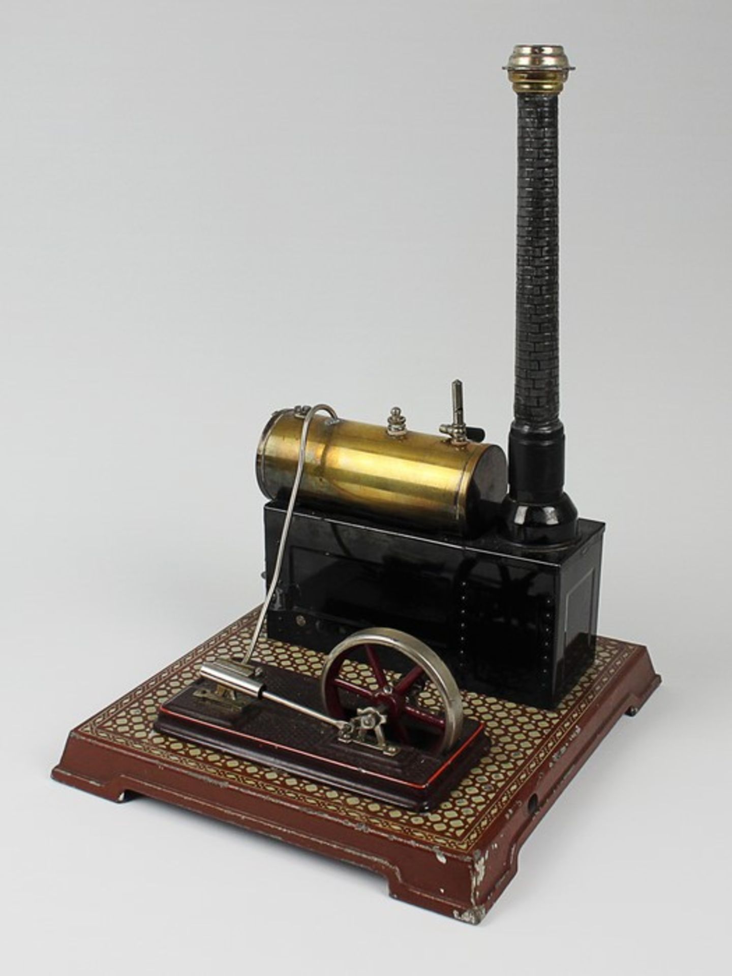 Bing - Dampfmaschineliegender Messingkessel, um 1925, gem. BW Made in Germany, D5cm, Armaturen,