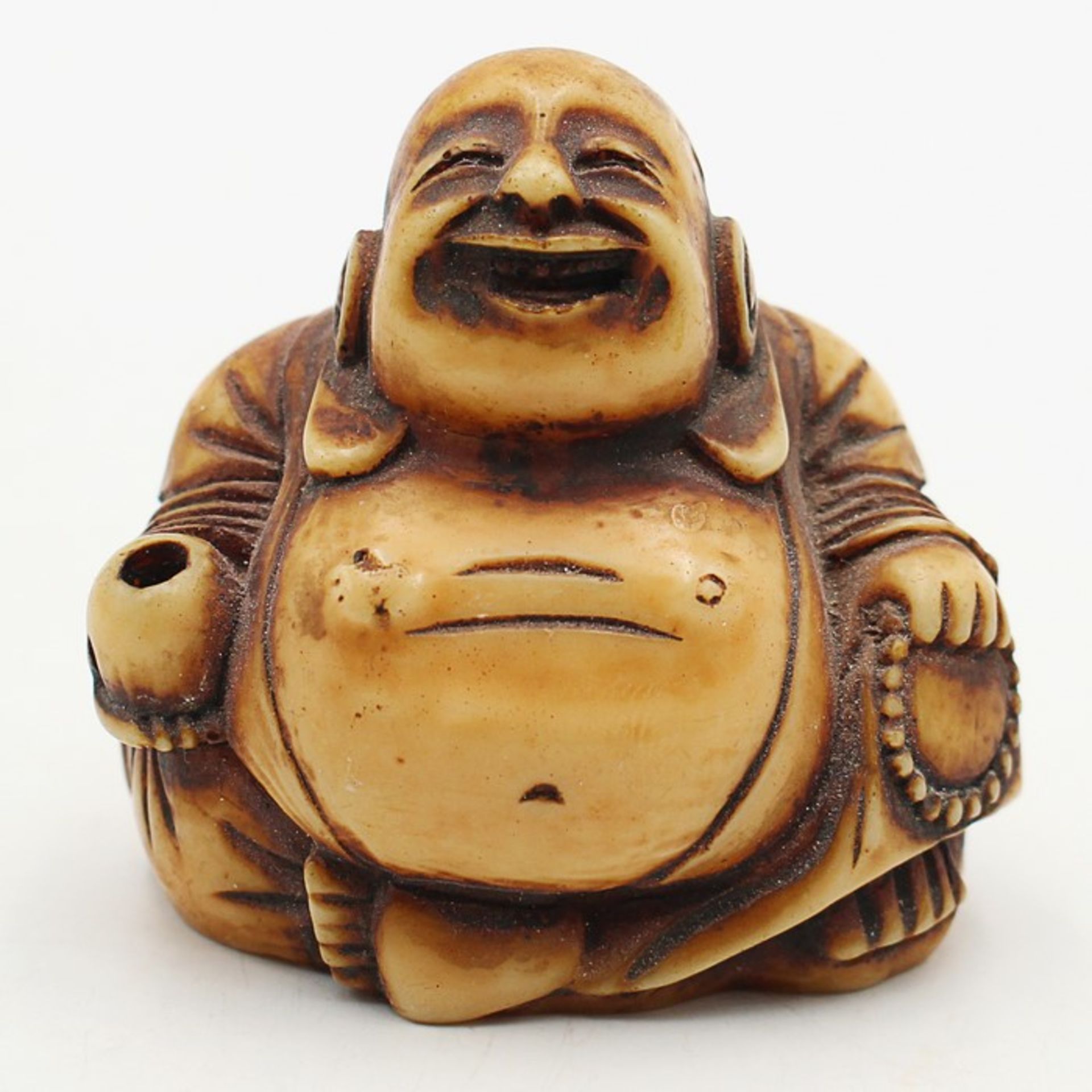 Figur - Budai20.Jh., Kunststoff, vollplastische Figur, lachender Buddha, Alterssp., H ca. 5cm - Bild 5 aus 5