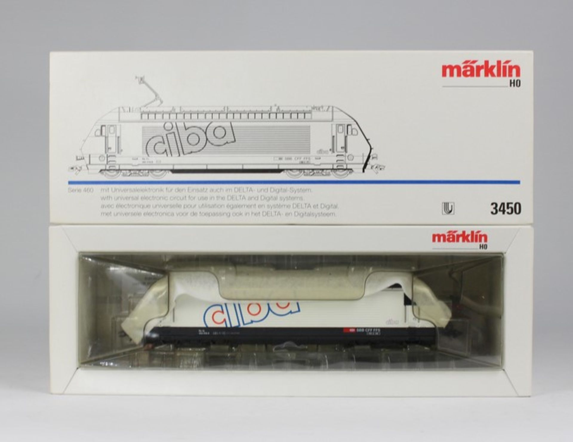 Märklin - EisenbahnE-Lok 3450, Serie 460 (Re 4/4), 460 016-9, SBB CFF FFS, Ciba, weiss,