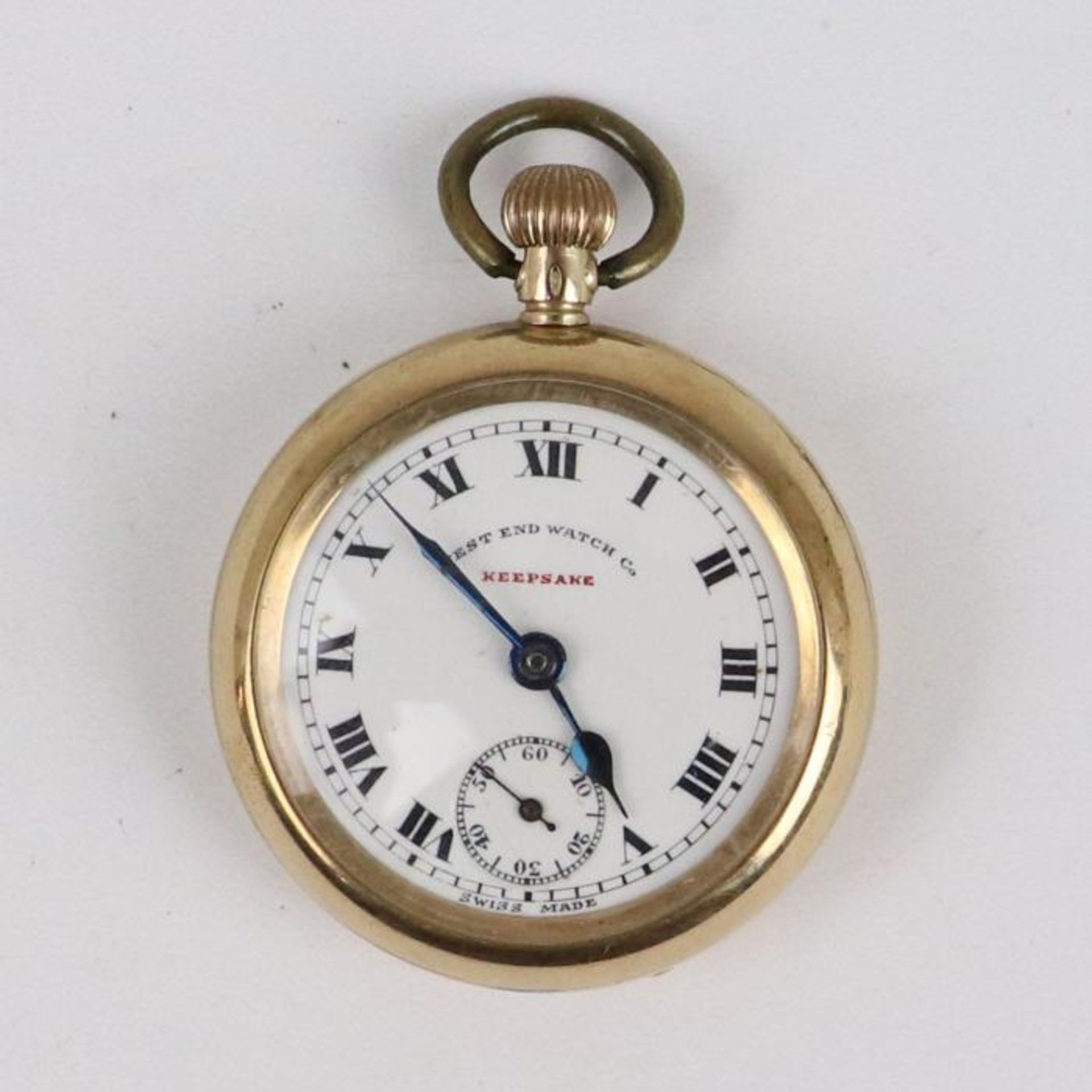 Damentaschenuhr - West End WatchSchweiz, GG 9K gem., Lepine-Gehäuse, Dca.2,8cm, weißes