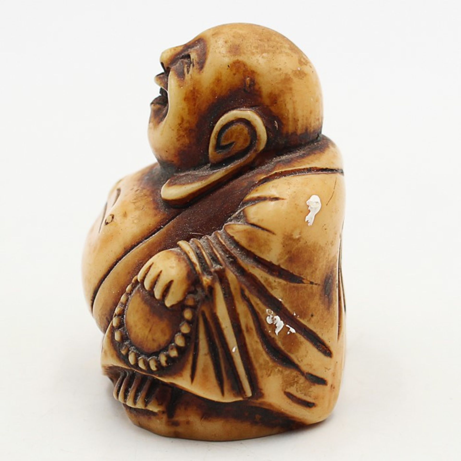 Figur - Budai20.Jh., Kunststoff, vollplastische Figur, lachender Buddha, Alterssp., H ca. 5cm - Bild 4 aus 5