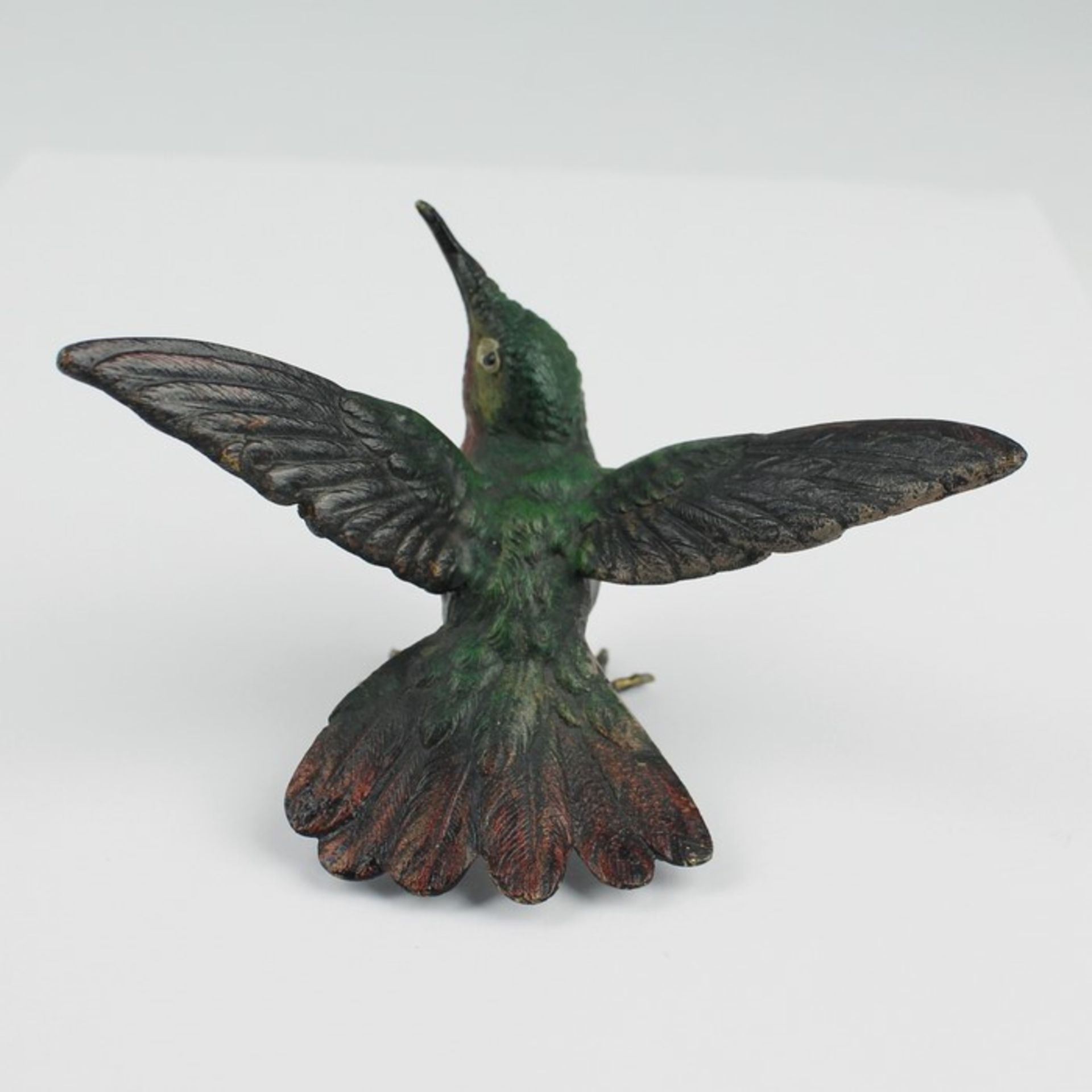 Wiener Bronze20.Jh., Bronze, polychrom gefasst, vollplastische Figur eines Kolibris m. - Bild 2 aus 2