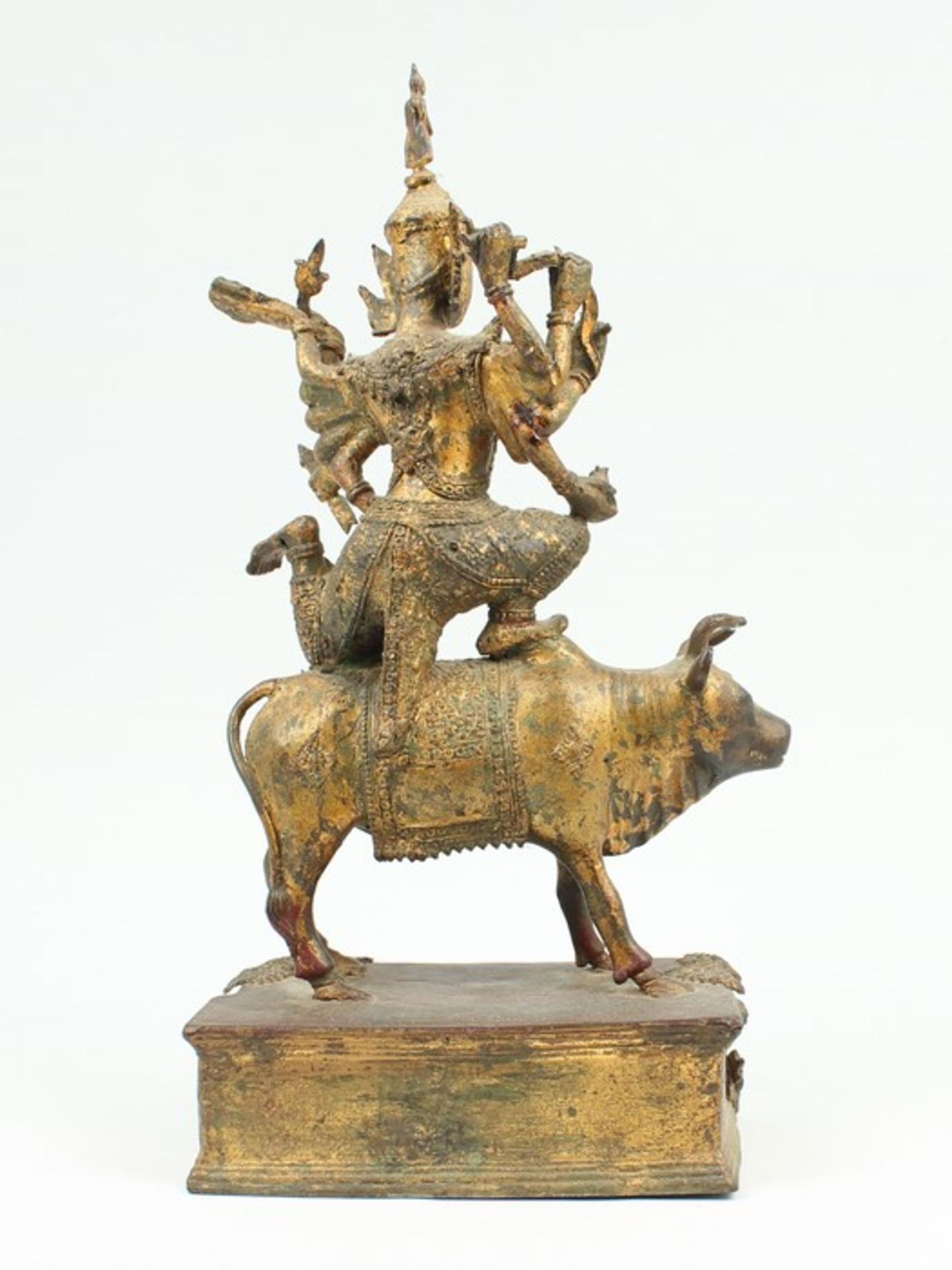 Figur - Hinduismus20.Jh., Metall, partiell goldstaff., vollplastische Figur einer mehrarmige - Bild 2 aus 2