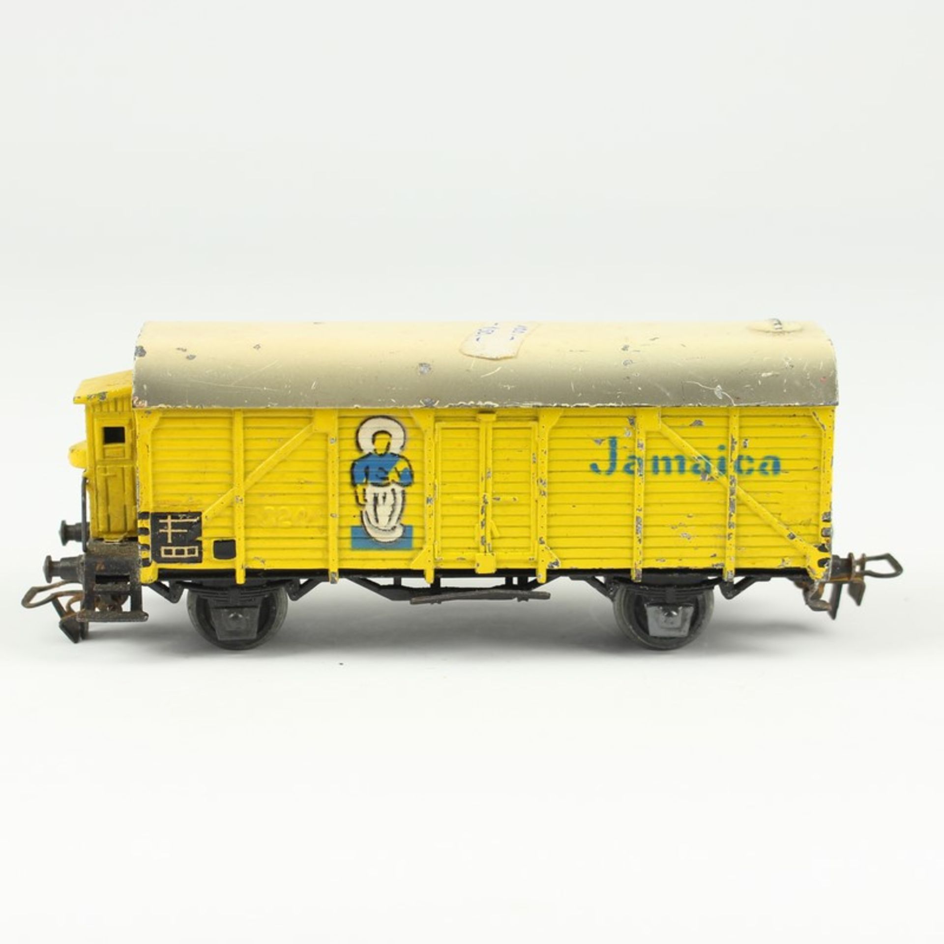 Märklin - EisenbahnA.1950er J., H0, geschlossener Güterwagen 324 mit Bremserhaus, gelber