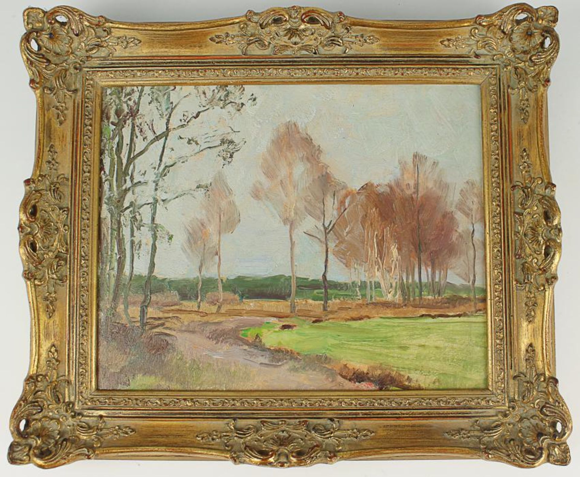 Gerstacker, Hanszugeschr., "Blick in die Landschaft", Öl/Platte, freundliche Farbpalette,