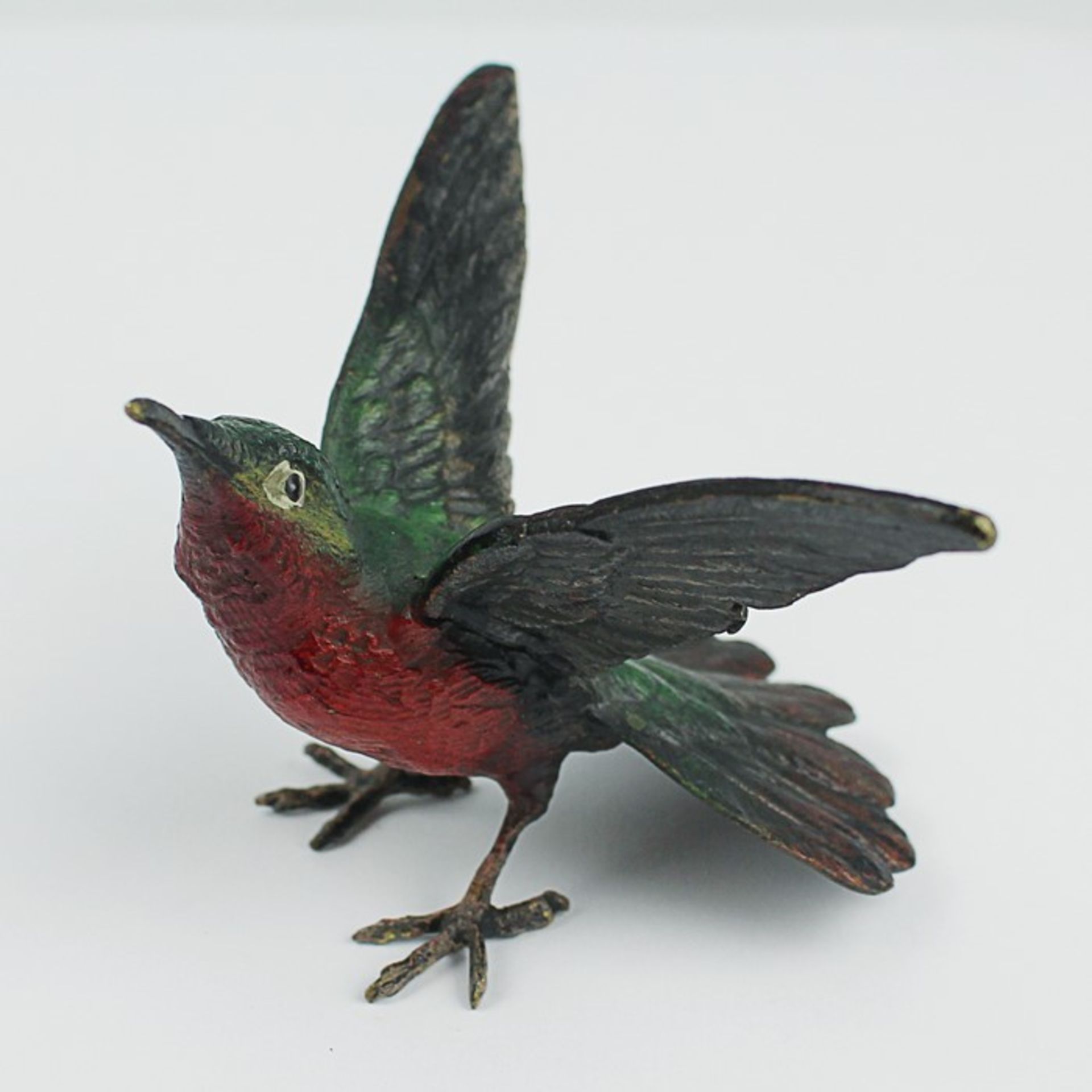 Wiener Bronze20.Jh., Bronze, polychrom gefasst, vollplastische Figur eines Kolibris m.