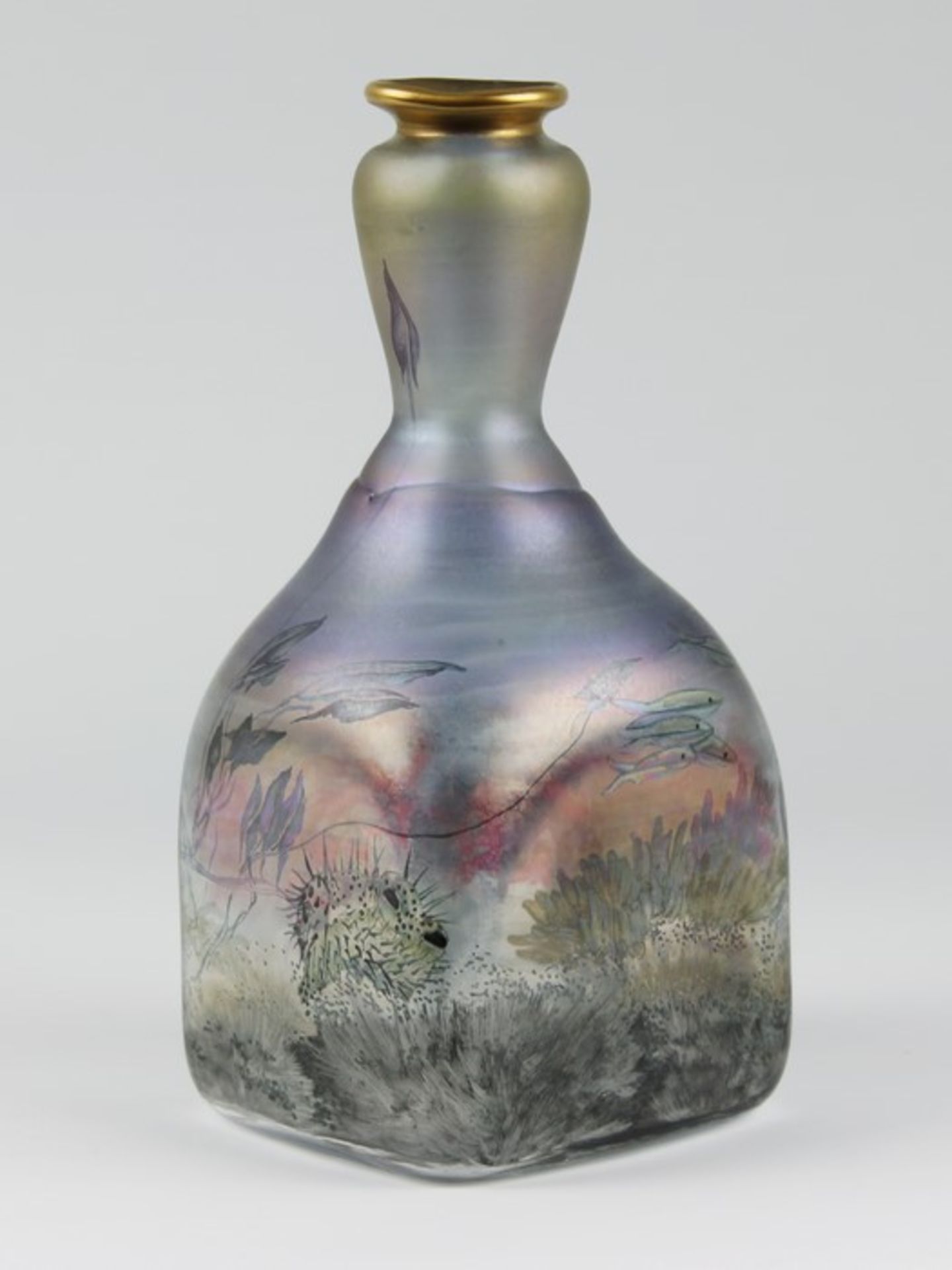 Eisch - Vase1985, Glashütte Eisch, Frauenau, farbloses Glas, quadratischer Stand, geschliffener - Image 2 of 2