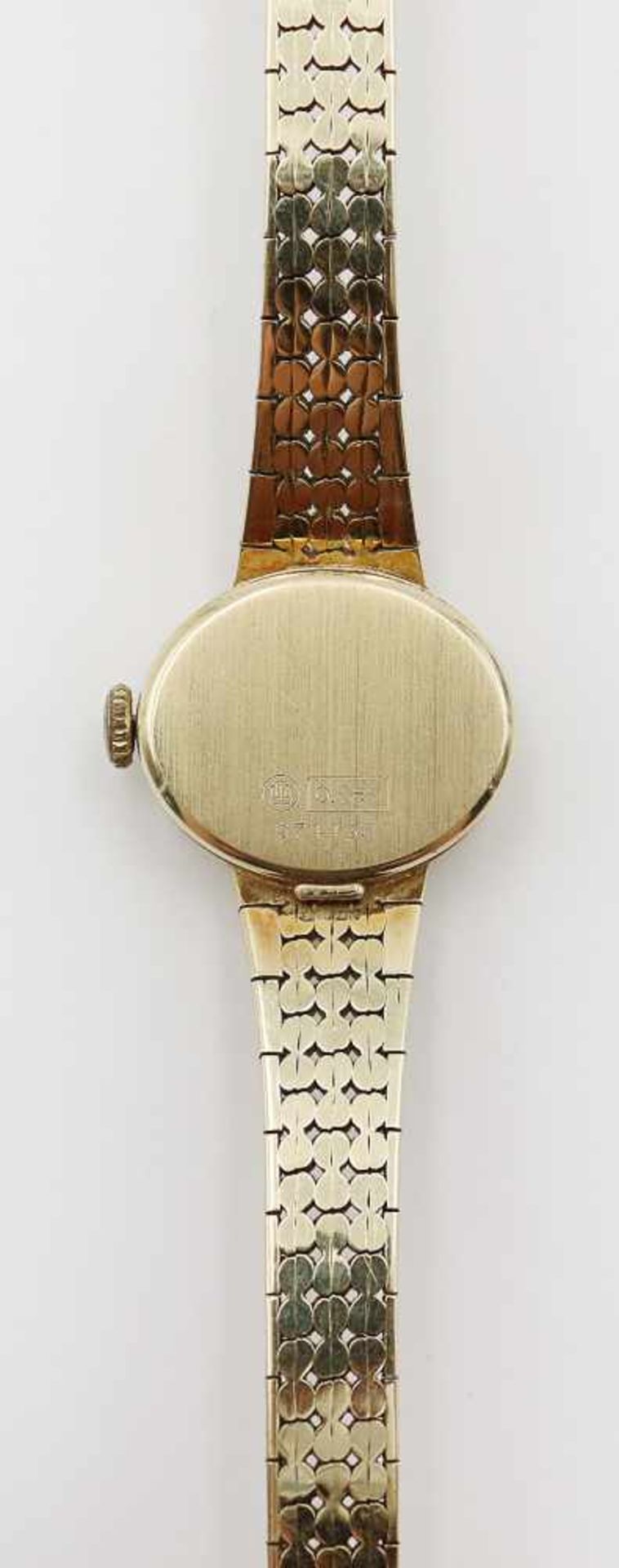 Damenarmbanduhr - DugenaGG 585, "Classic", ovales Gehäuse, ca.2,1 x 1,8cm, goldfarbenes Zifferblatt, - Bild 2 aus 5