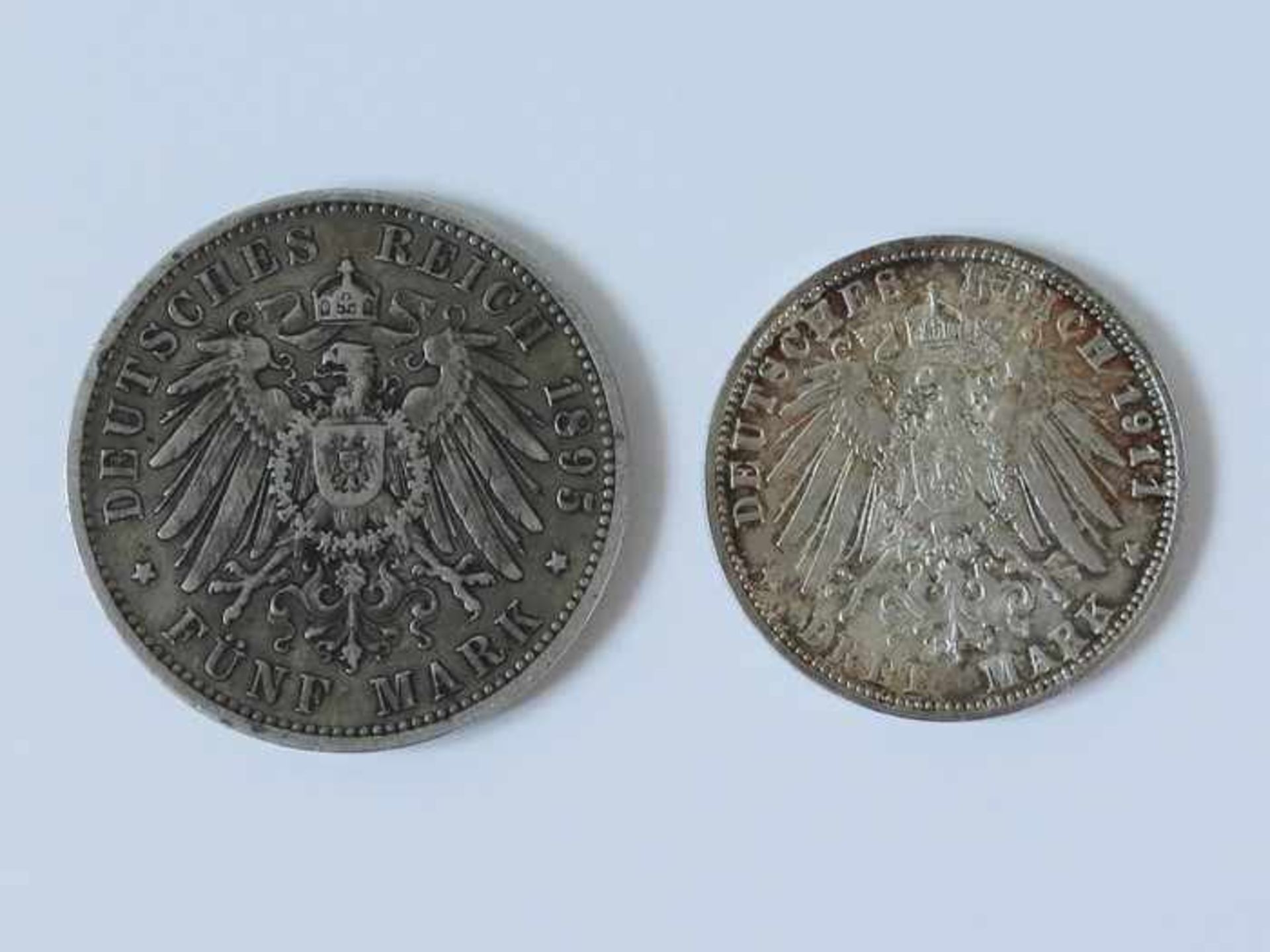 Deutsches Reich - Zwei Münzen1 x Wilhelm II v. Preussen - Fünf Mark 1895 A u. 1 x Luitpold