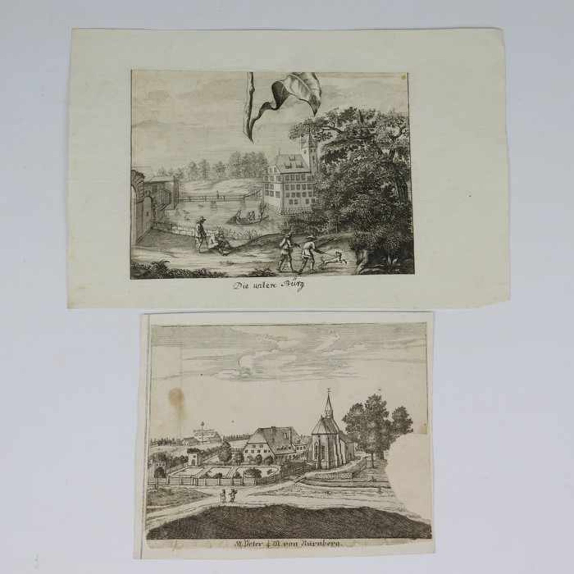 Ansichten - Konvolut17./18. Jh., 2 Kupferstiche, je bez. "Die untere Bürg", aus: Nürnbergische - Image 2 of 2