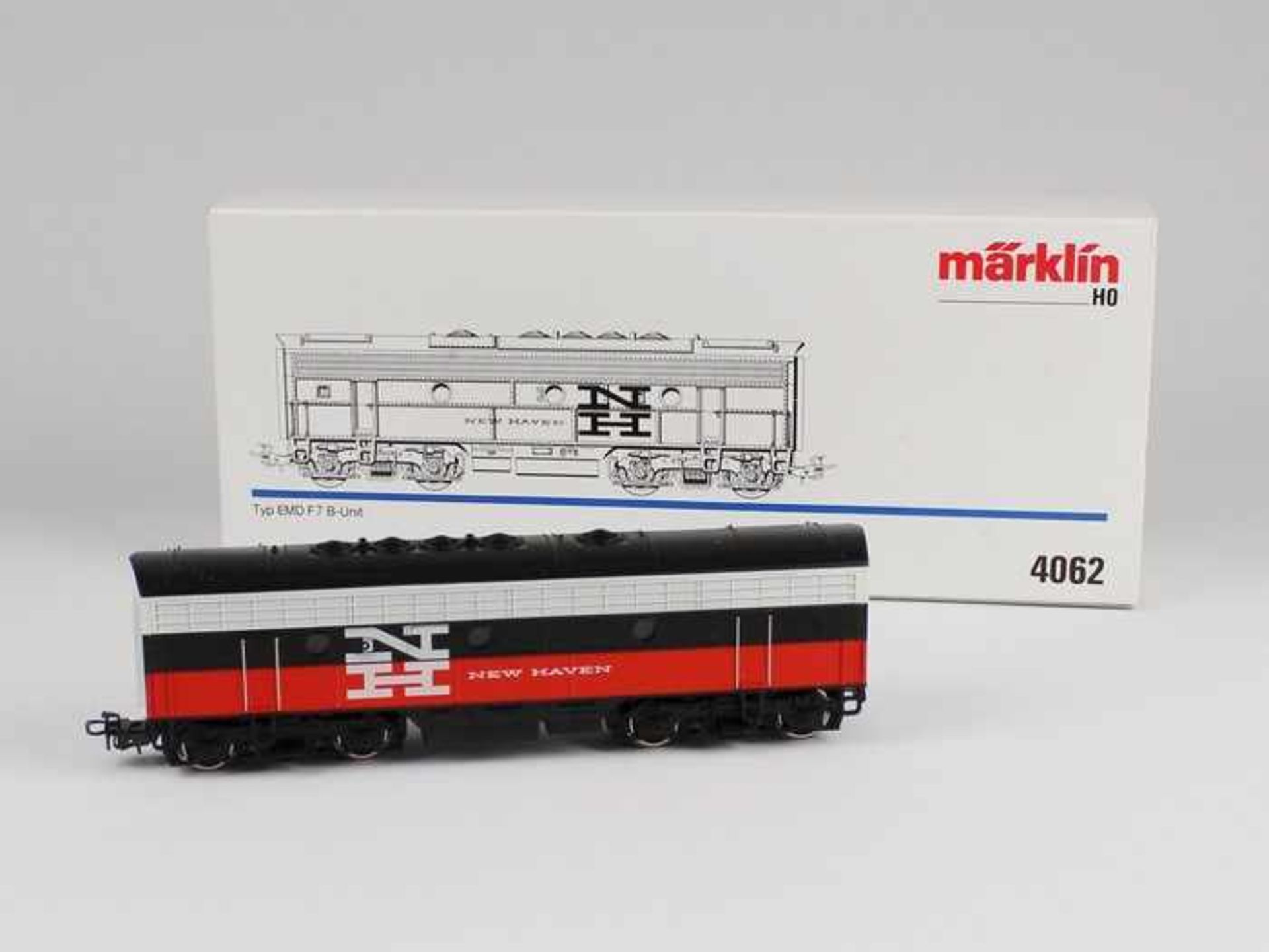 Märklin - EisenbahnH0, 4062, Typ EMD F7 B-Unit, Ergänzungswagen zum Zug-Set "New Haven", unbesp.,