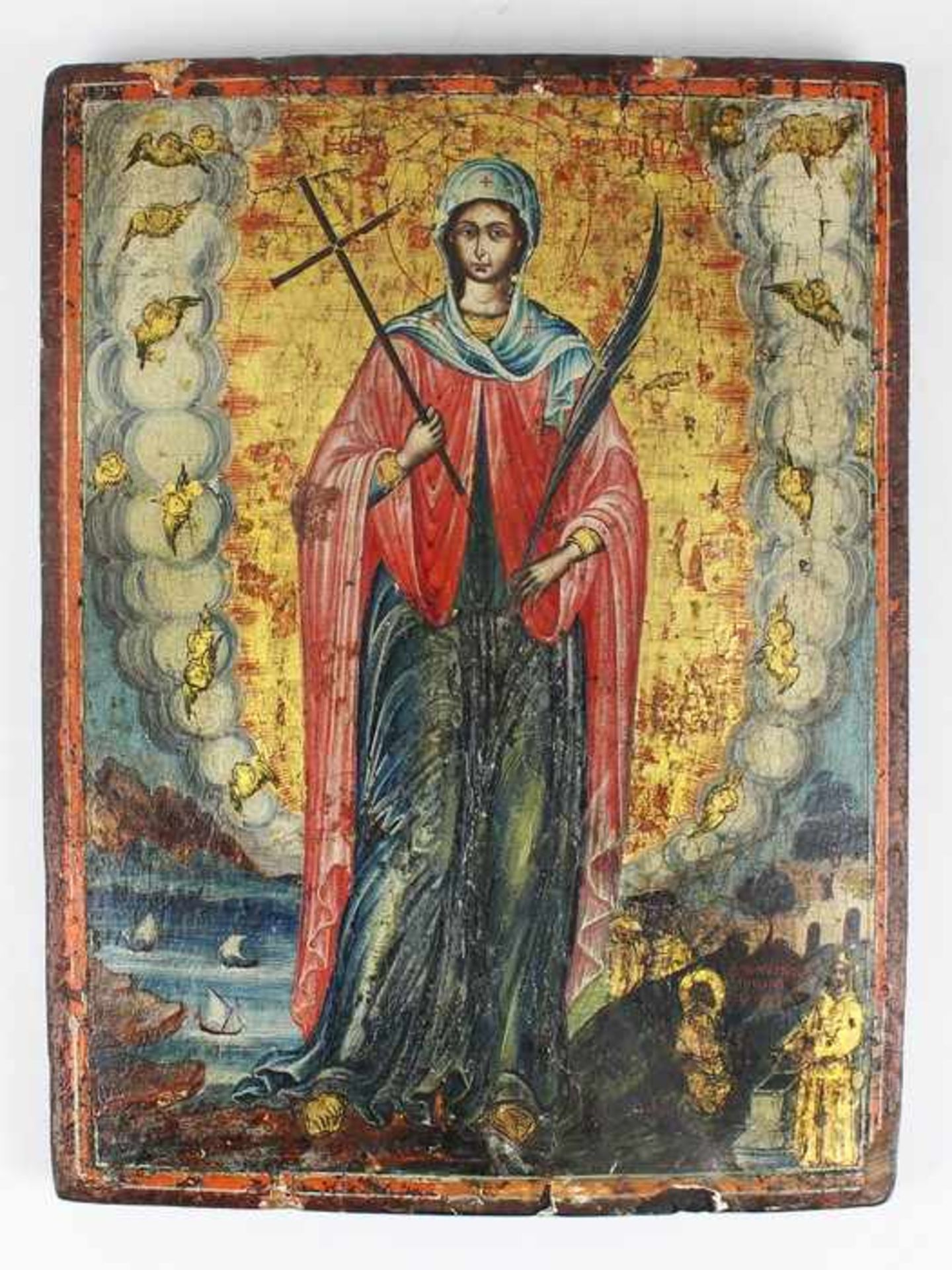 Ikone19. Jh., Griechenland, Holz, Tempera auf Kreidegrund, gold staffiert, Muttergottes im