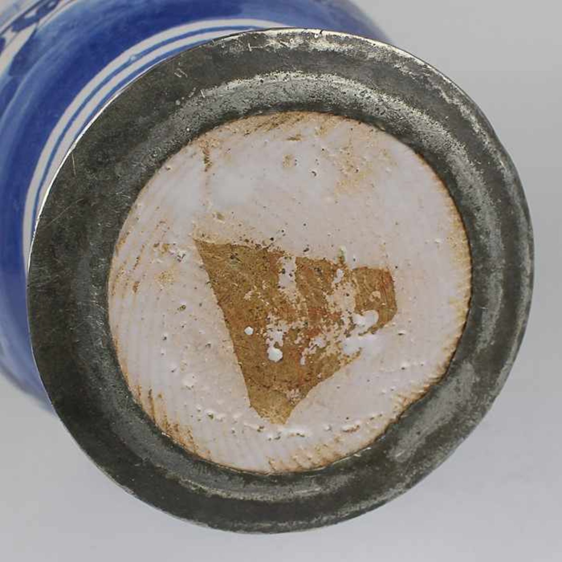 Fayencekrug18. Jh., deutsch, Enghalskrug, sandfarbener Scherben, Boden glasiert mit ausgespartem - Image 10 of 10