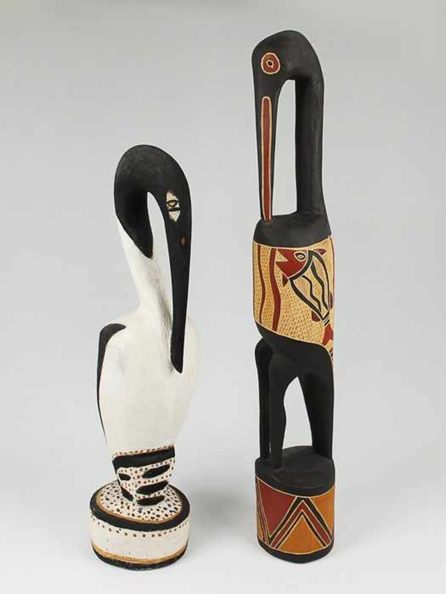 Zwei Holzfiguren20. Jh., Australien, vollplastische Schnitzerei, Erdfarben bemalt, Kunst der