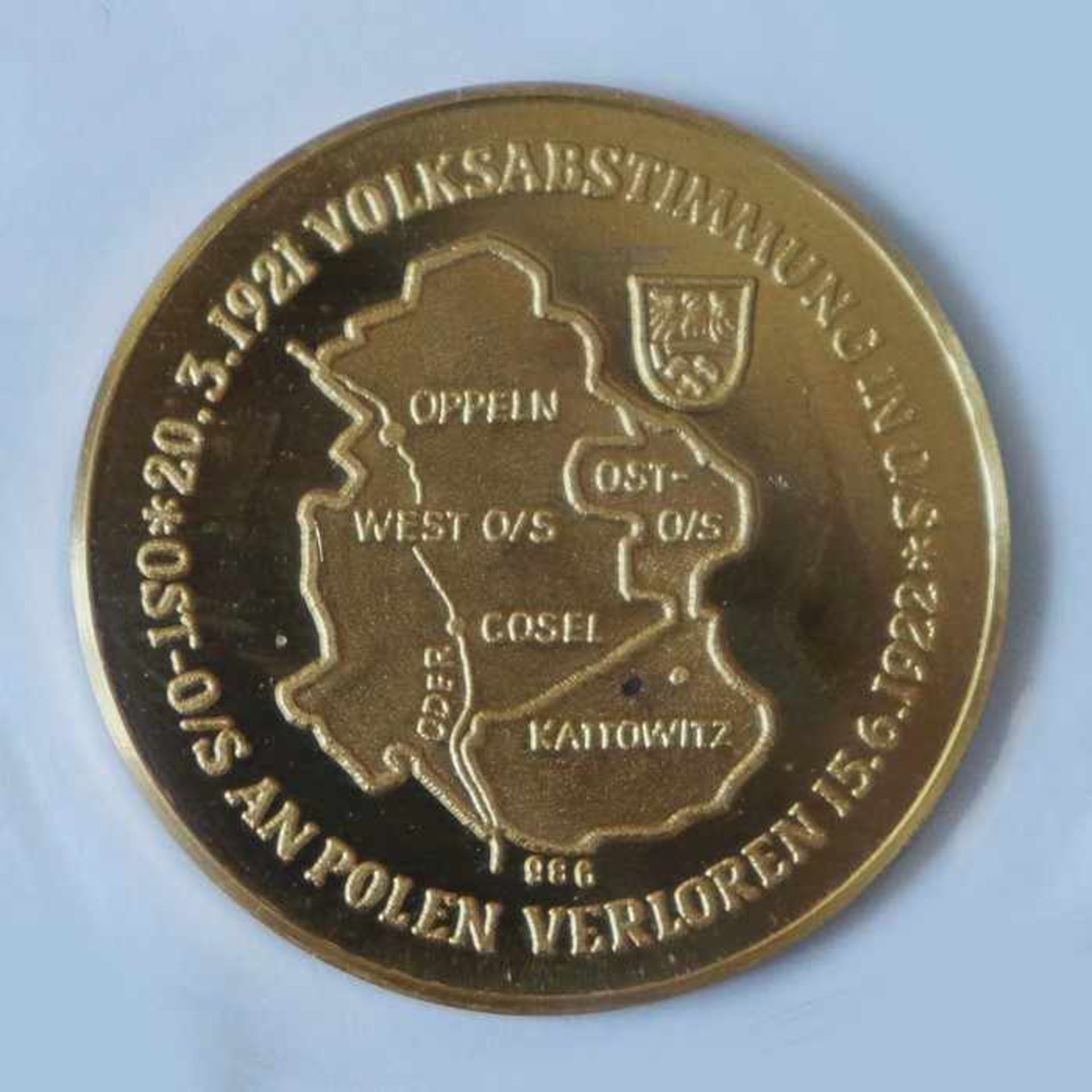 Gold - Medaille Polen 1970gest. 986, Sankt Annaberg - vor 25 Jahren aus O/S vertrieben, D 26mm, G - Image 2 of 4