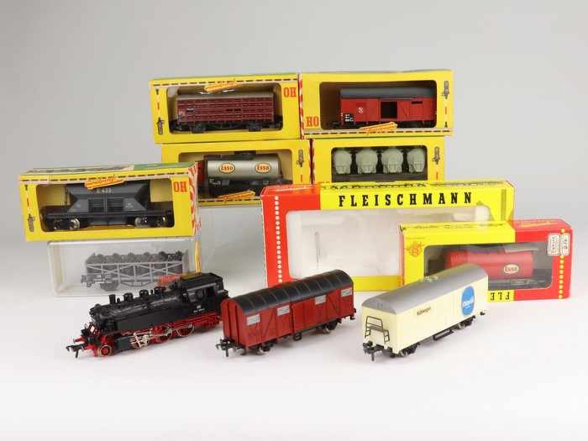 Fleischmann - Eisenbahn2. H. 20. Jh, H0, 9 St., 1x 4064, BR 064 389-0, Dampflokomotive, 1x 1491,