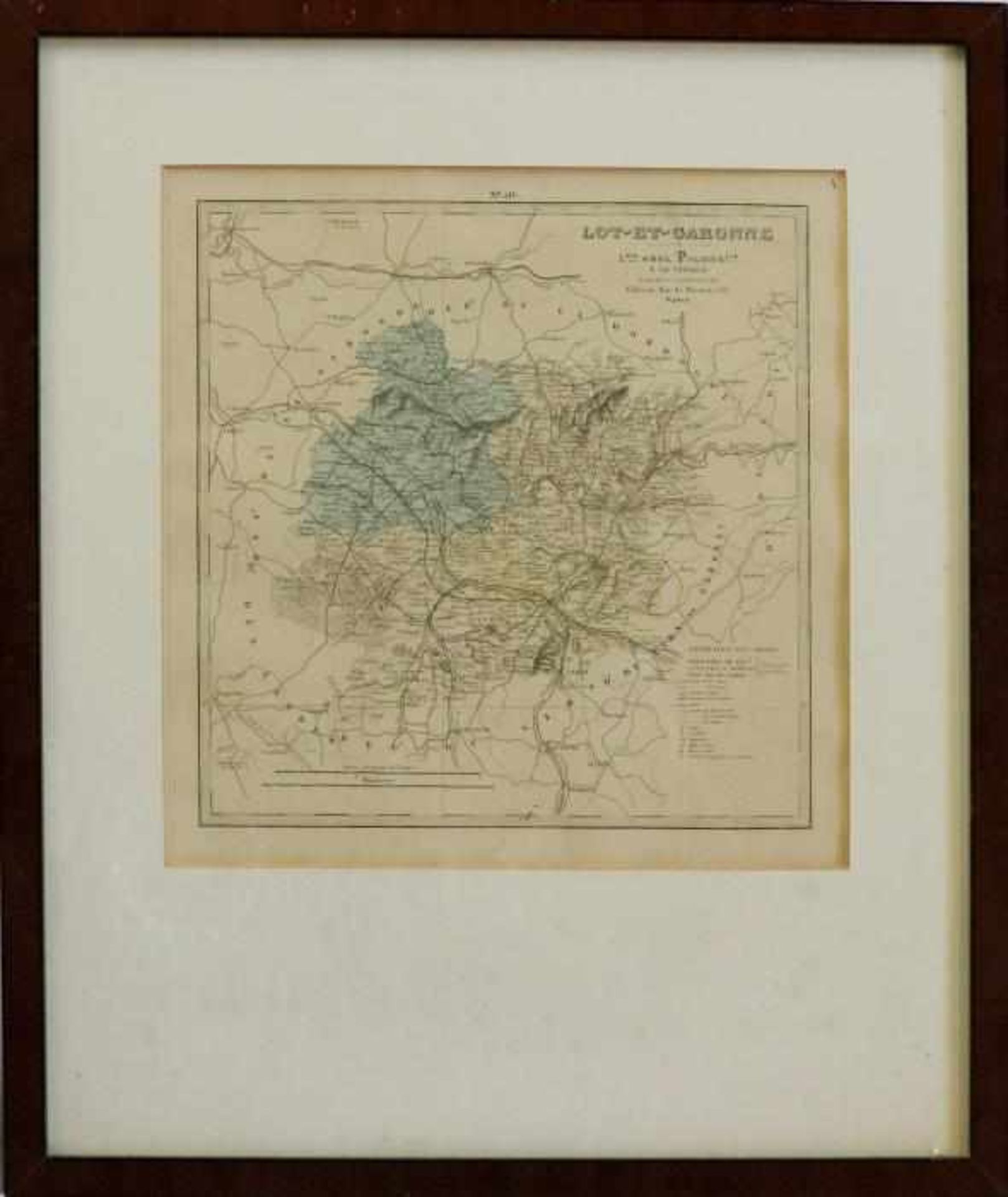 Frankreich - Département Lot-et-GaronneParis 1876, kolorierte Kupferstichkarte aus "Grand Atlas