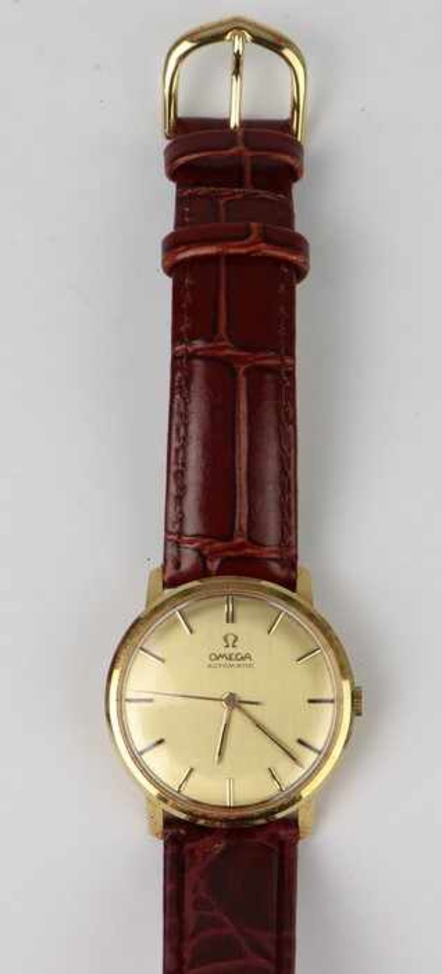 Herrrenarmbanduhr - OmegaSchweiz, GG 750, bez. "Automatic", rundes Gehäuse, Dca.3,2cm, - Bild 2 aus 7