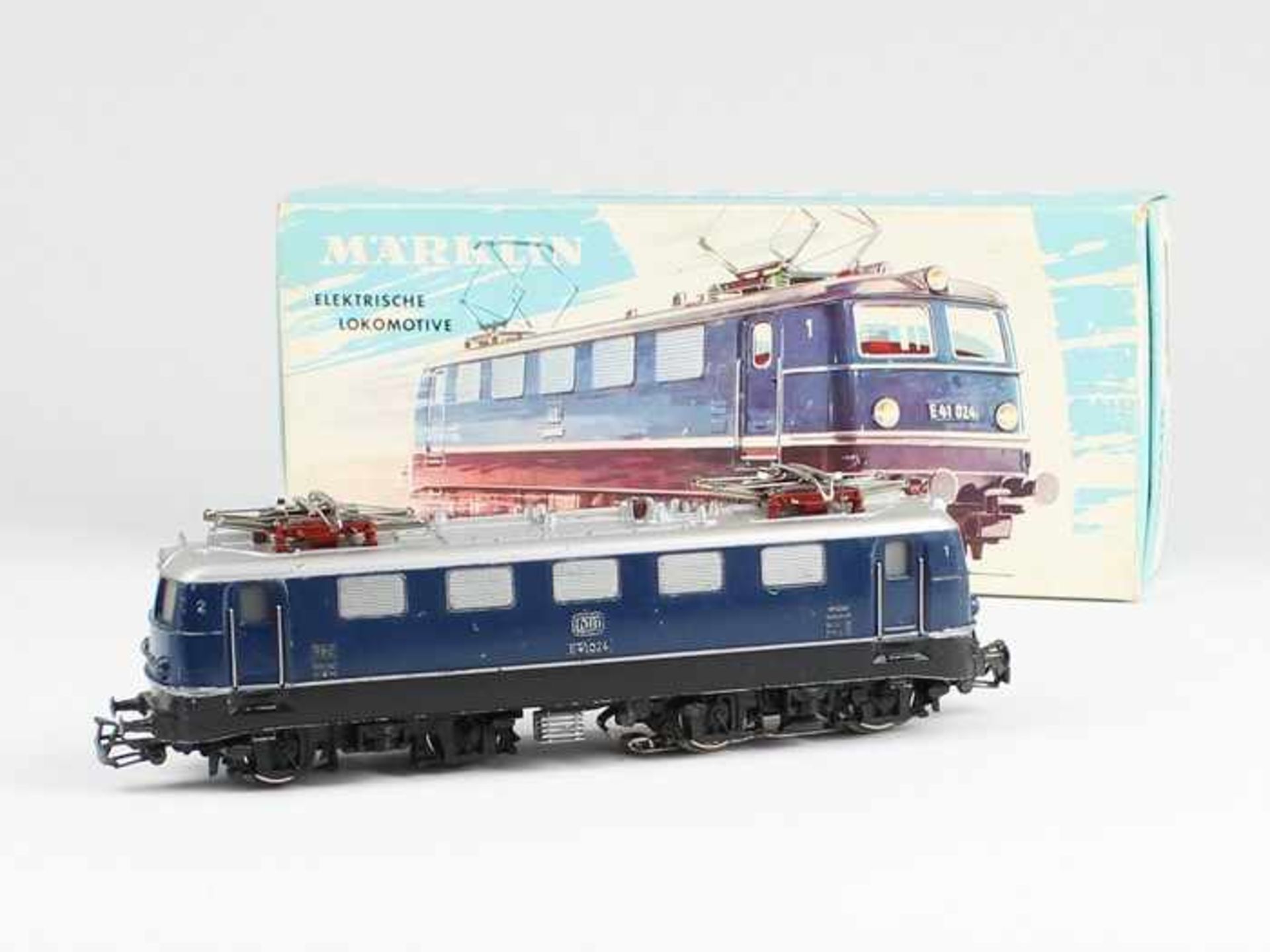 Märklin - EisenbahnH0, 3034, BR E41024, blaue Elektrolokomotive, Fkt. ungepr., OK, besp. - Bild 6 aus 6