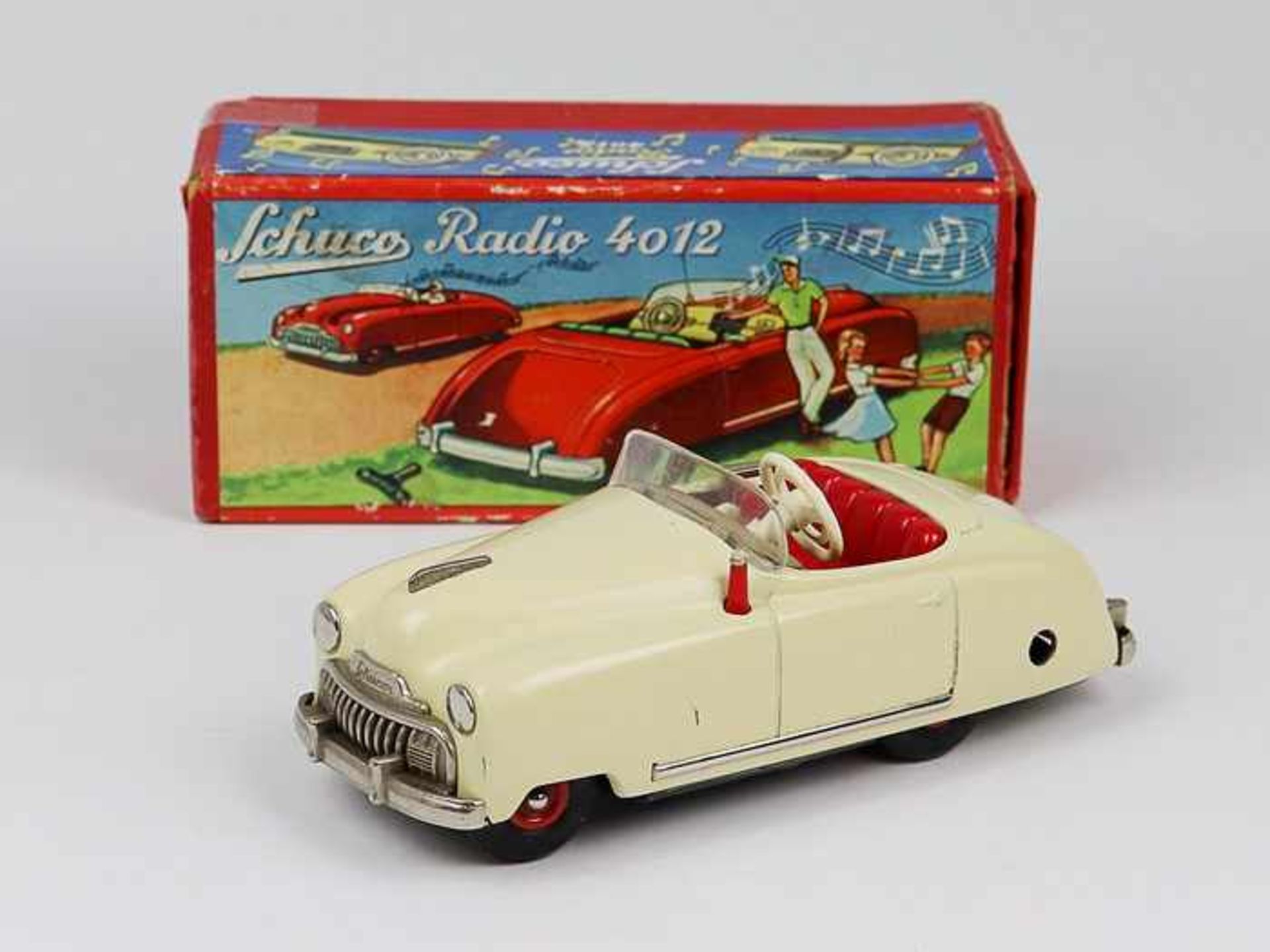 Schuco - Blechspielzeug1950er J., Auto Radio 4012, Made in U.S.-Zone Germany, beiges Cabrio aus
