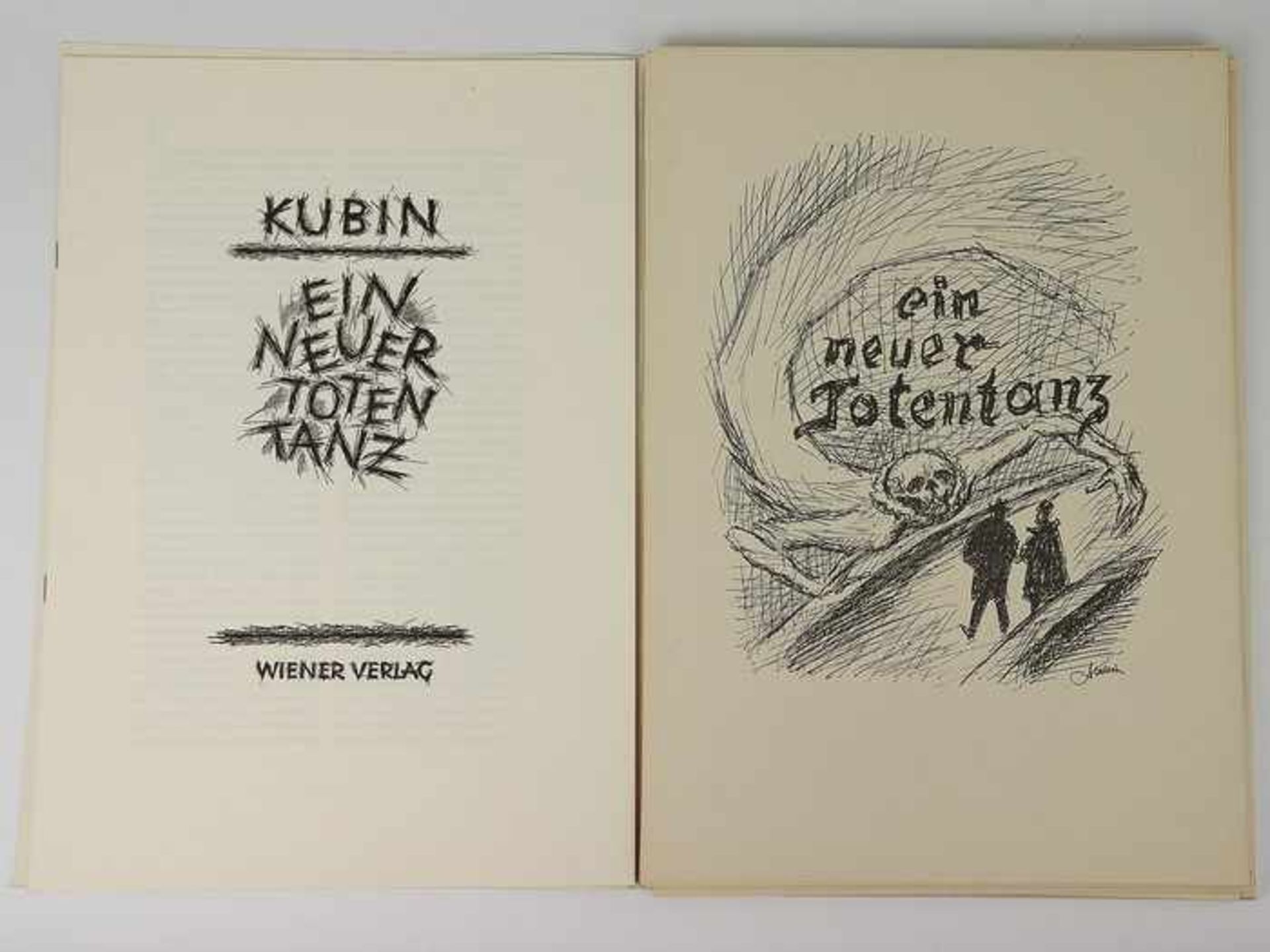 Kubin, Alfred"Ein neuer Totentanz", Mappe m. 24 Strichätzungen n. Federzeichnungen, Wien Wiener