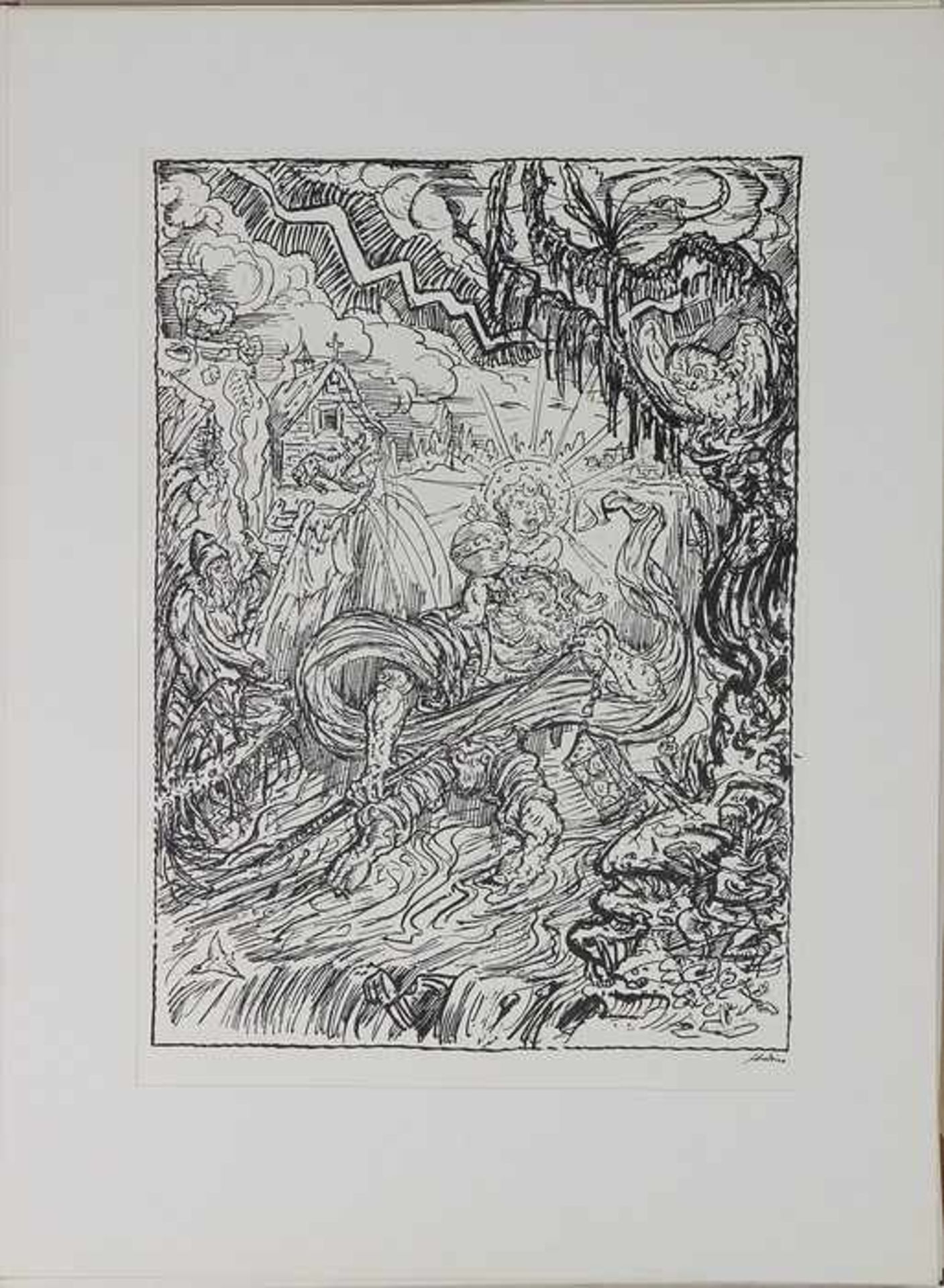 Kubin, Alfred"Am Rande des Lebens", Mappe m. 20 Lichtdrucken n. Federzeichnungen, München R. Piper & - Bild 8 aus 8