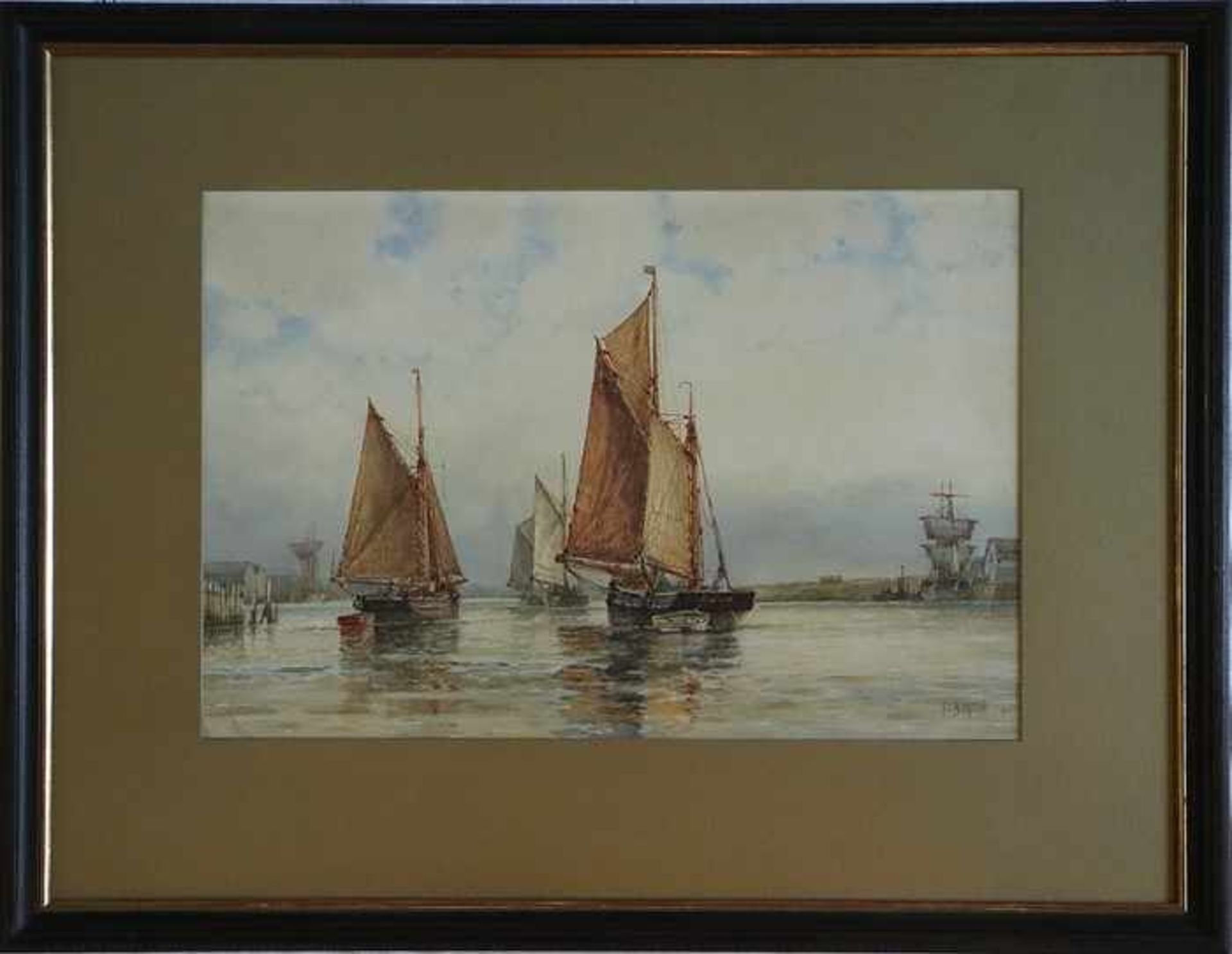 Aldridge, Frederick James1850-1933 Worthing (Sussex), englischer Marinemaler, rs. Klebeetikett