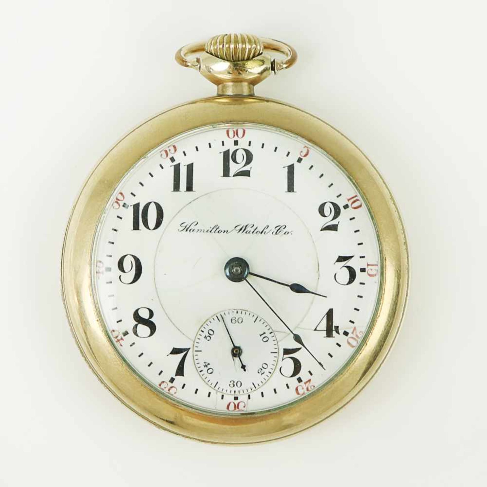 Herrentaschenuhr - Hamilton Watch CoLepine-Gehäuse, Dca.5,4cm, weißes Emailzifferblatt, arab.