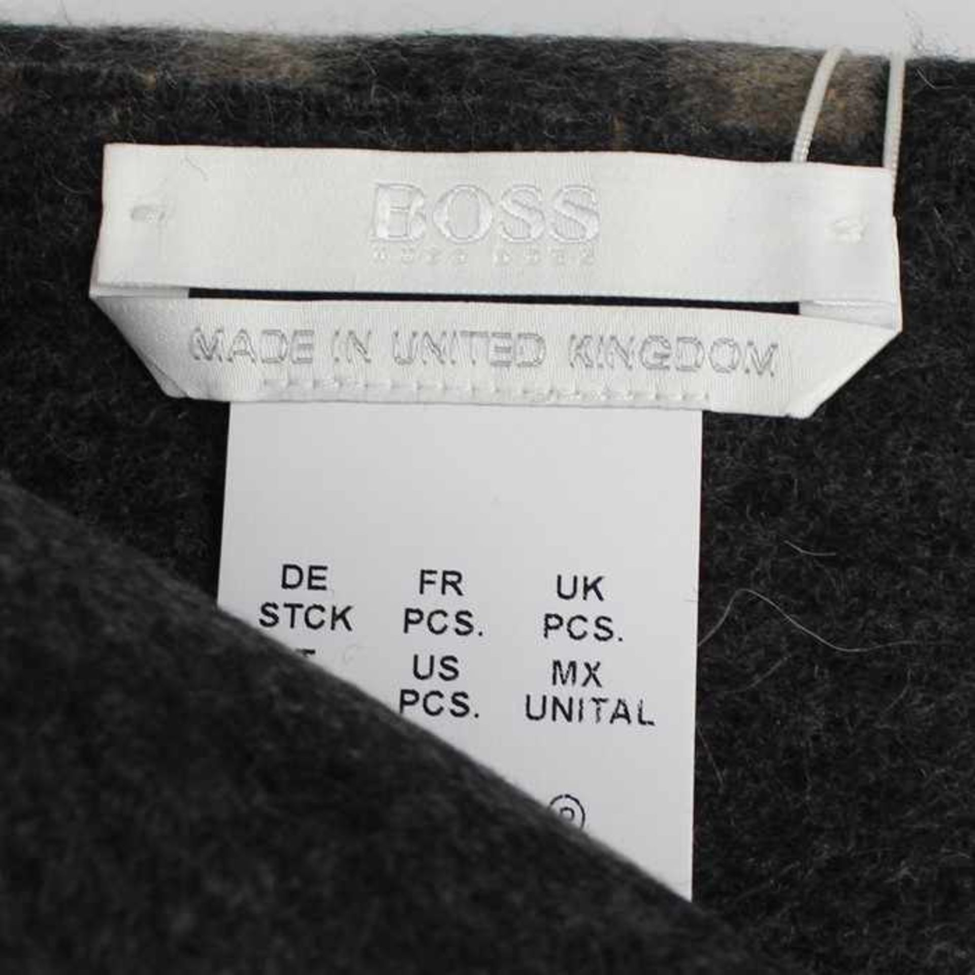 Hugo Boss - Schal100 % Kaschmirwolle, Made in United Kingdom, eine Seite in grau, braun, schwarz, - Bild 2 aus 2