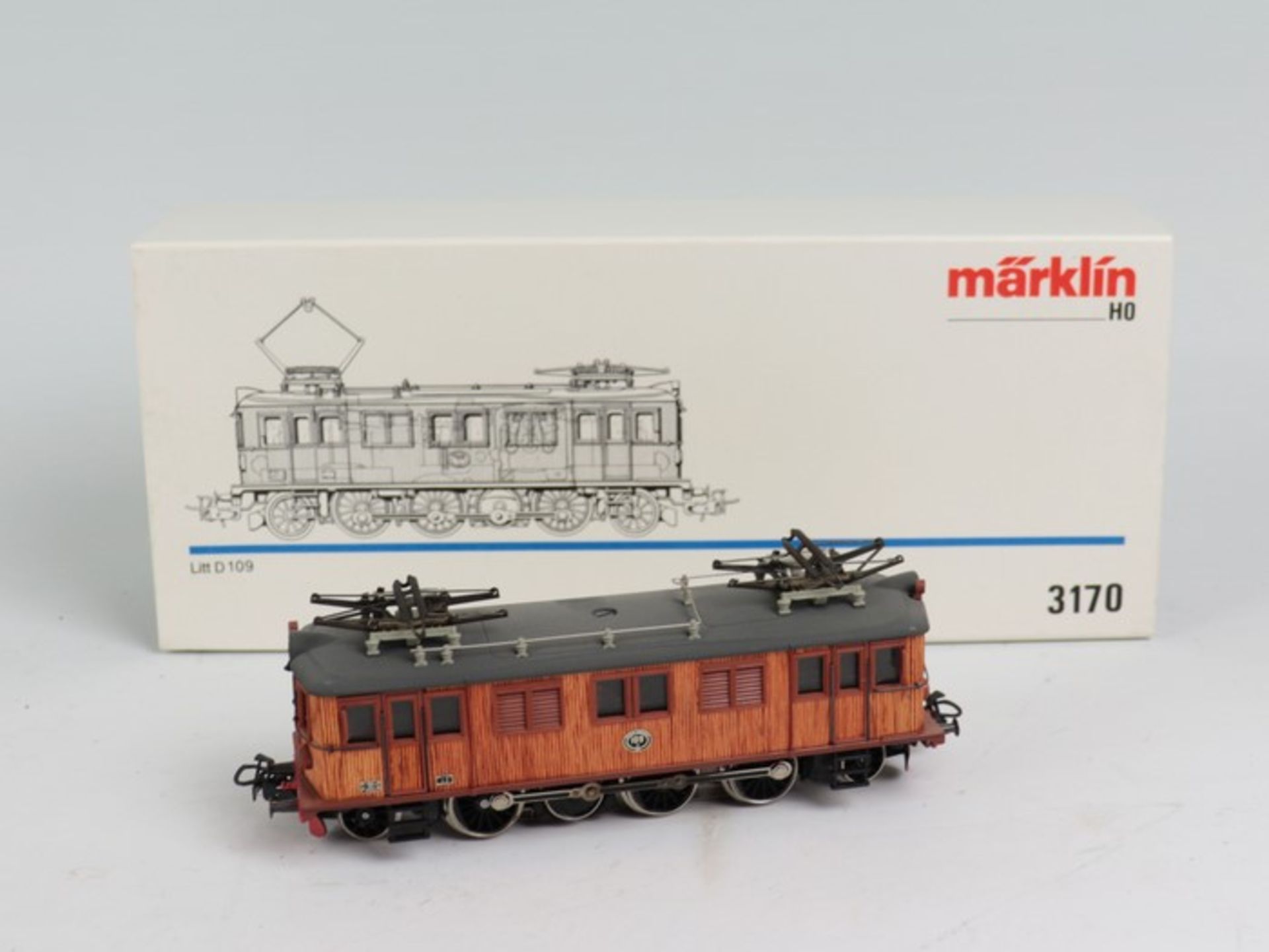 Märklin - EisenbahnH0, 3170, Litt D 109, SJ, Schwedische Elektrolokomotive m. Holzaufbau, Fkt.