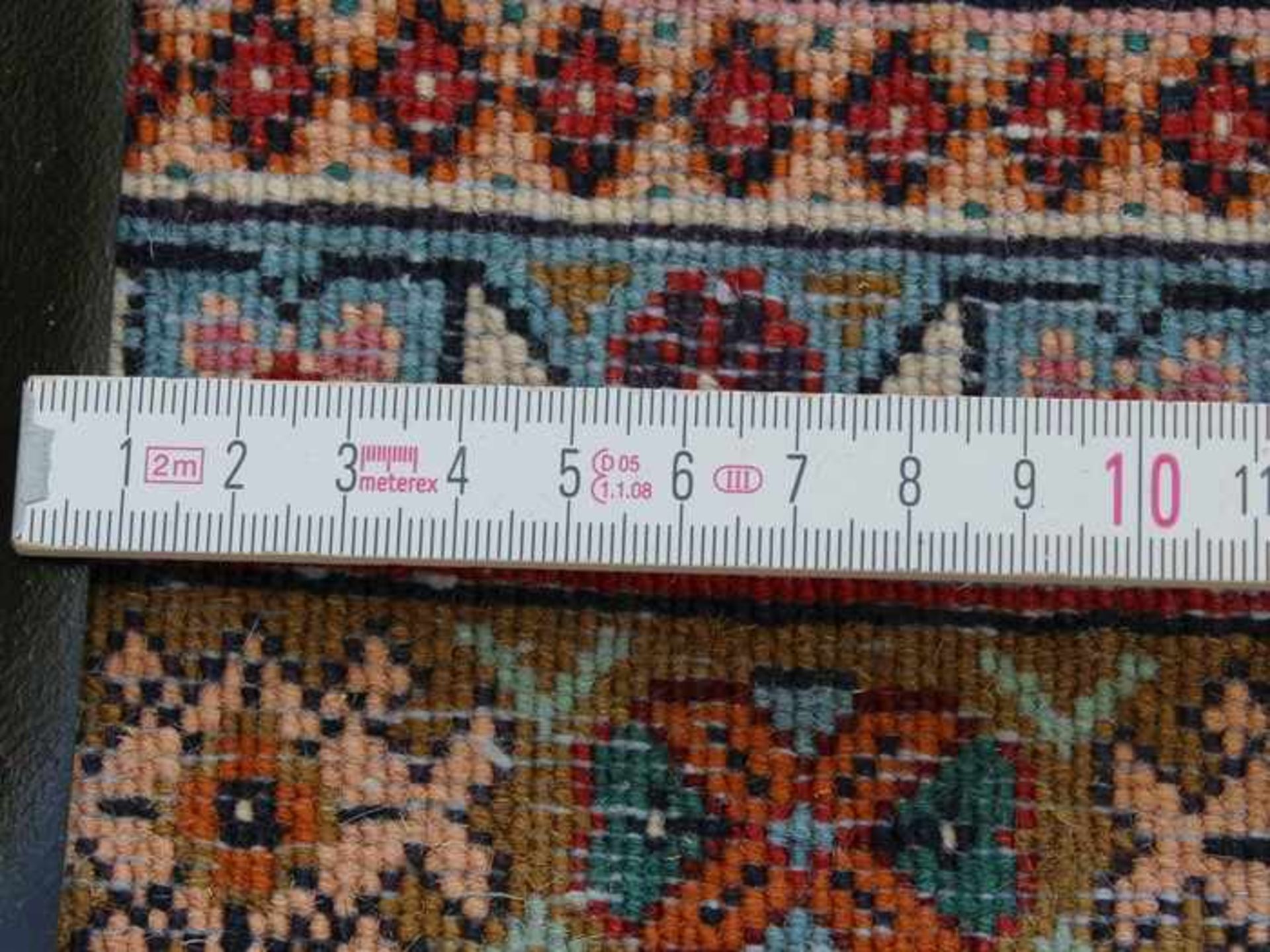 Orientteppichwohl Keshan, Baumwolle/Korkwolle, rotgrundig, Heratimuster, Rautenmedaillon mit - Bild 2 aus 4
