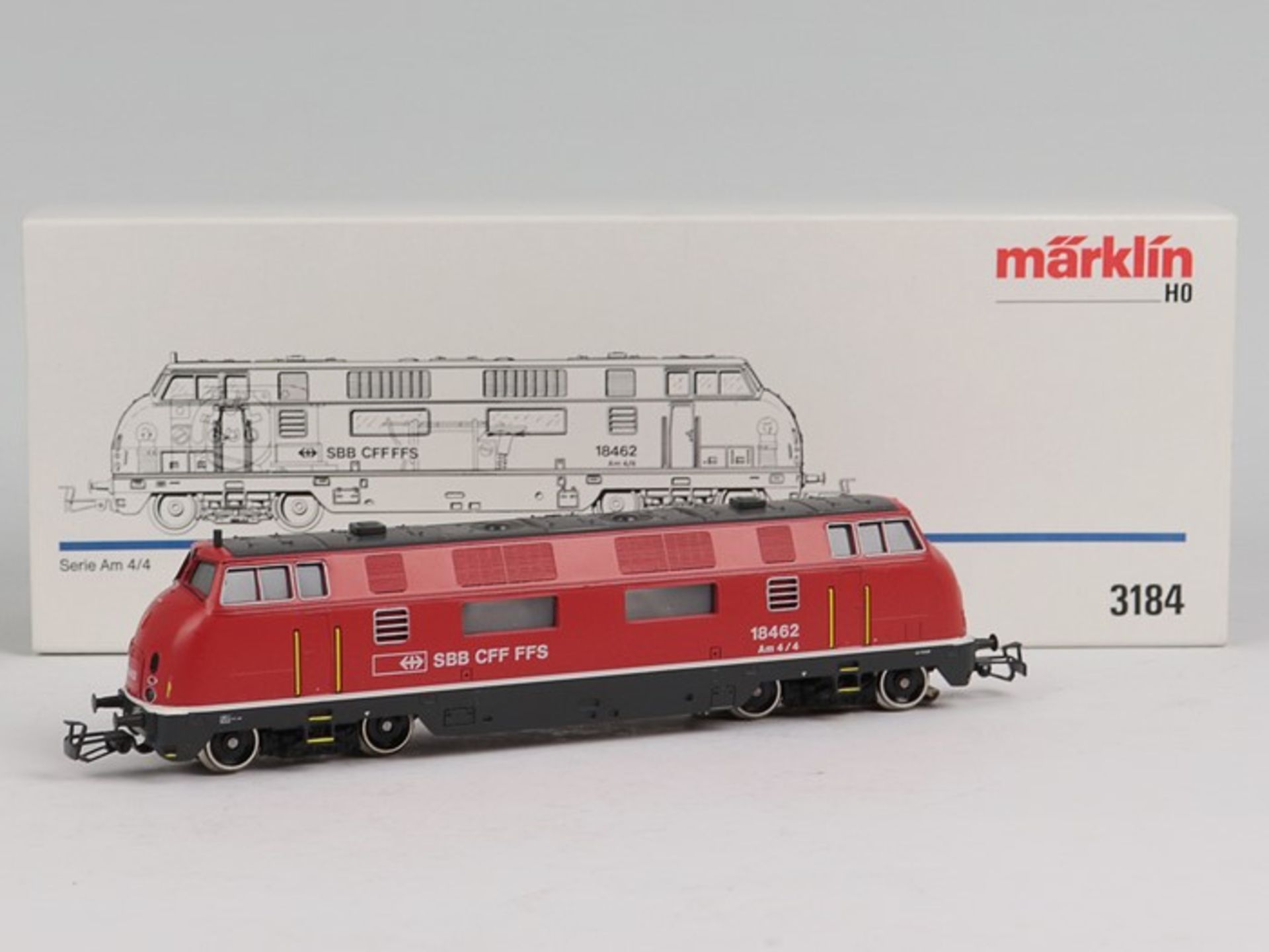 Märklin - EisenbahnH0, 3184, Serie Am 4/4, 18462, SBB CFF FFS, rote Diesellokomotive, Fkt.