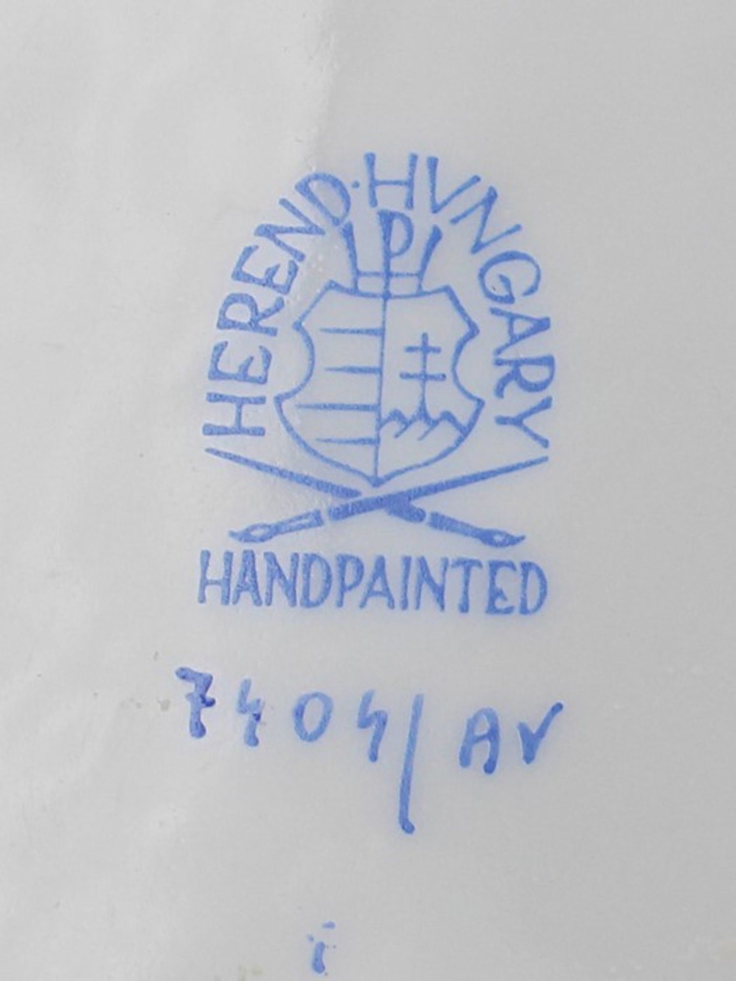 Herend - Zwei Teileblaue Stempelmarke, Dekor "Apponyi grün", runde Schale, durchbrochen gearbeiteter - Bild 4 aus 4