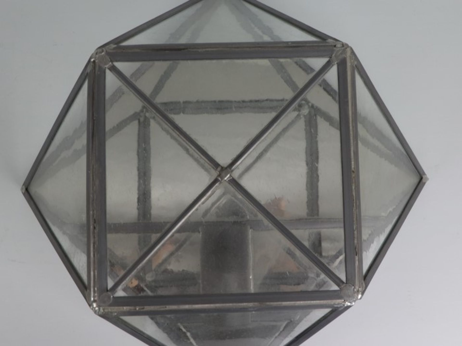 Wandlampen - PendantMetall/Glas, einflammig, Bleiverglasung, Blaseneinschlüsse, quadratisches - Bild 2 aus 4