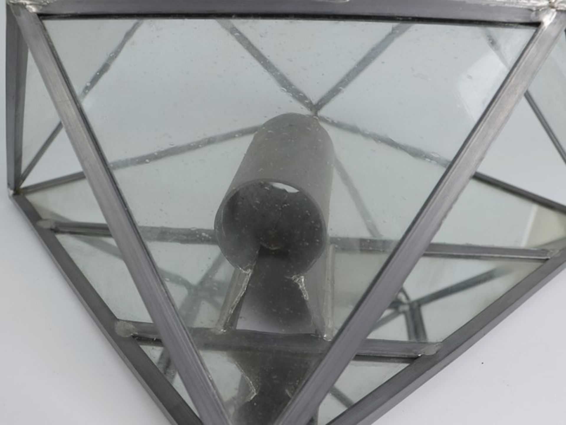 Wandlampen - PendantMetall/Glas, einflammig, Bleiverglasung, Blaseneinschlüsse, quadratisches - Bild 3 aus 4