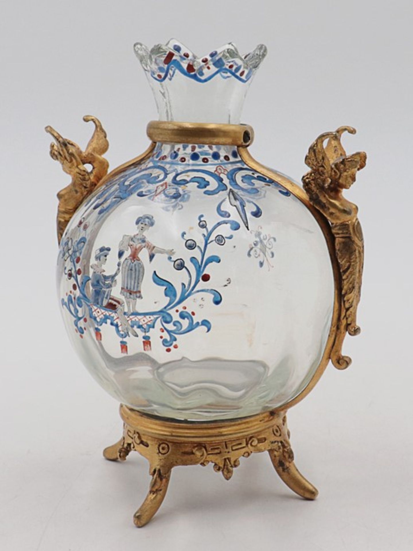 Gallé - Kugelvase1880 - 1884, Historismus, Emile Gallé, Nancy, Frankreich, farbloses dickw. Glas, - Image 2 of 8