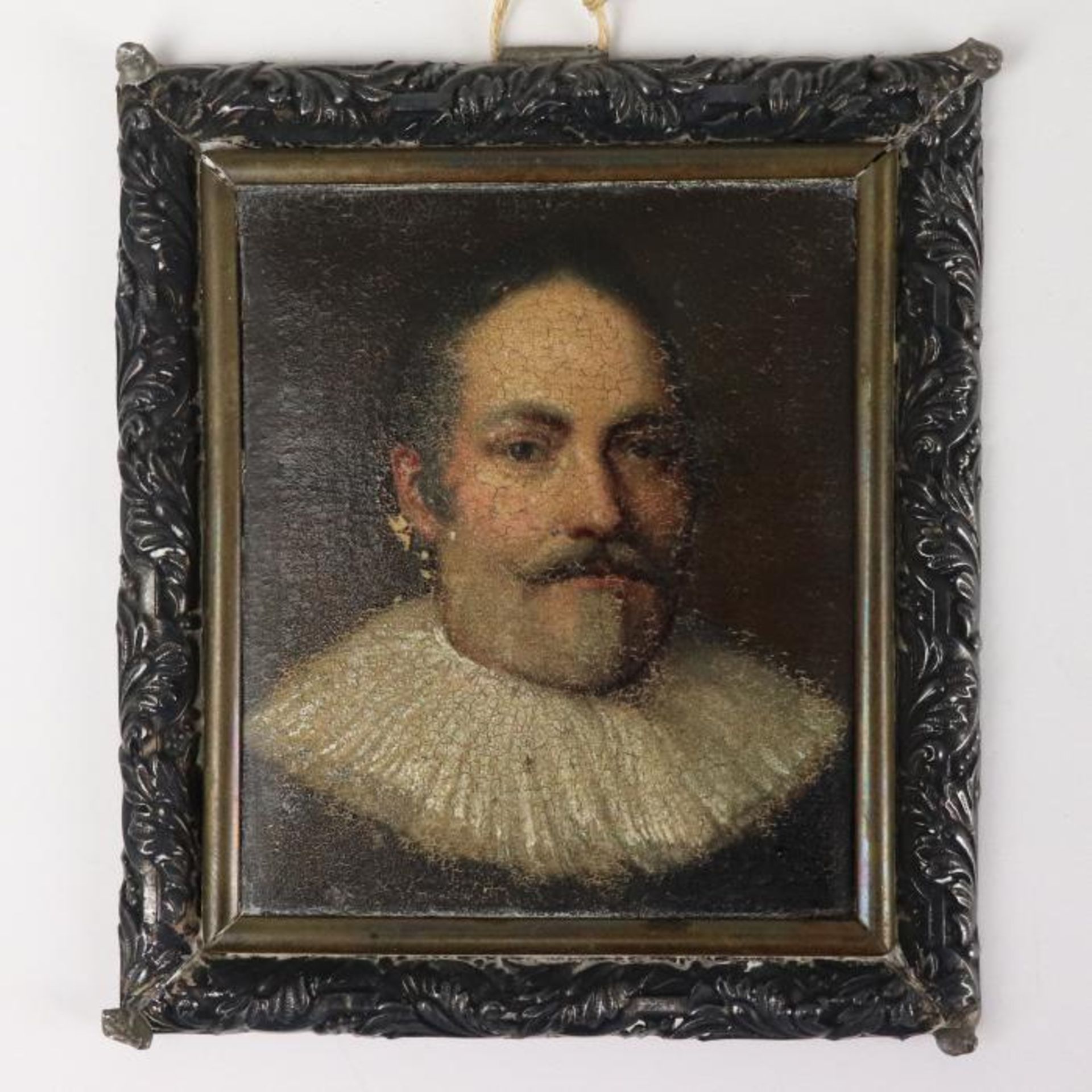 Miniatur18.Jh., Metall, Öl, Brustporträt eines Herren mit weißer Halskrause, wohl Pastor,