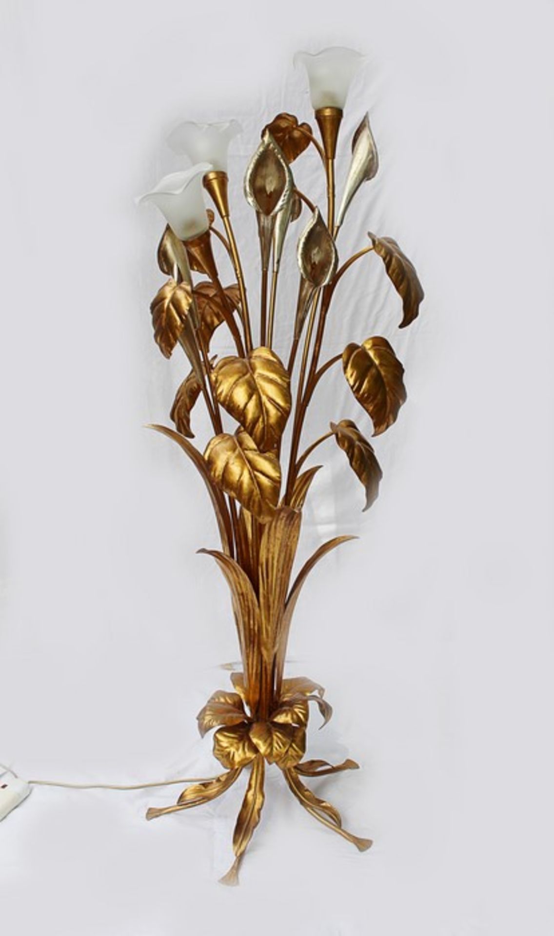 Stehlampedekorative Lampe im Hollywood Regency-Stil, ausgeformt als vollplastische Calla-Blume,