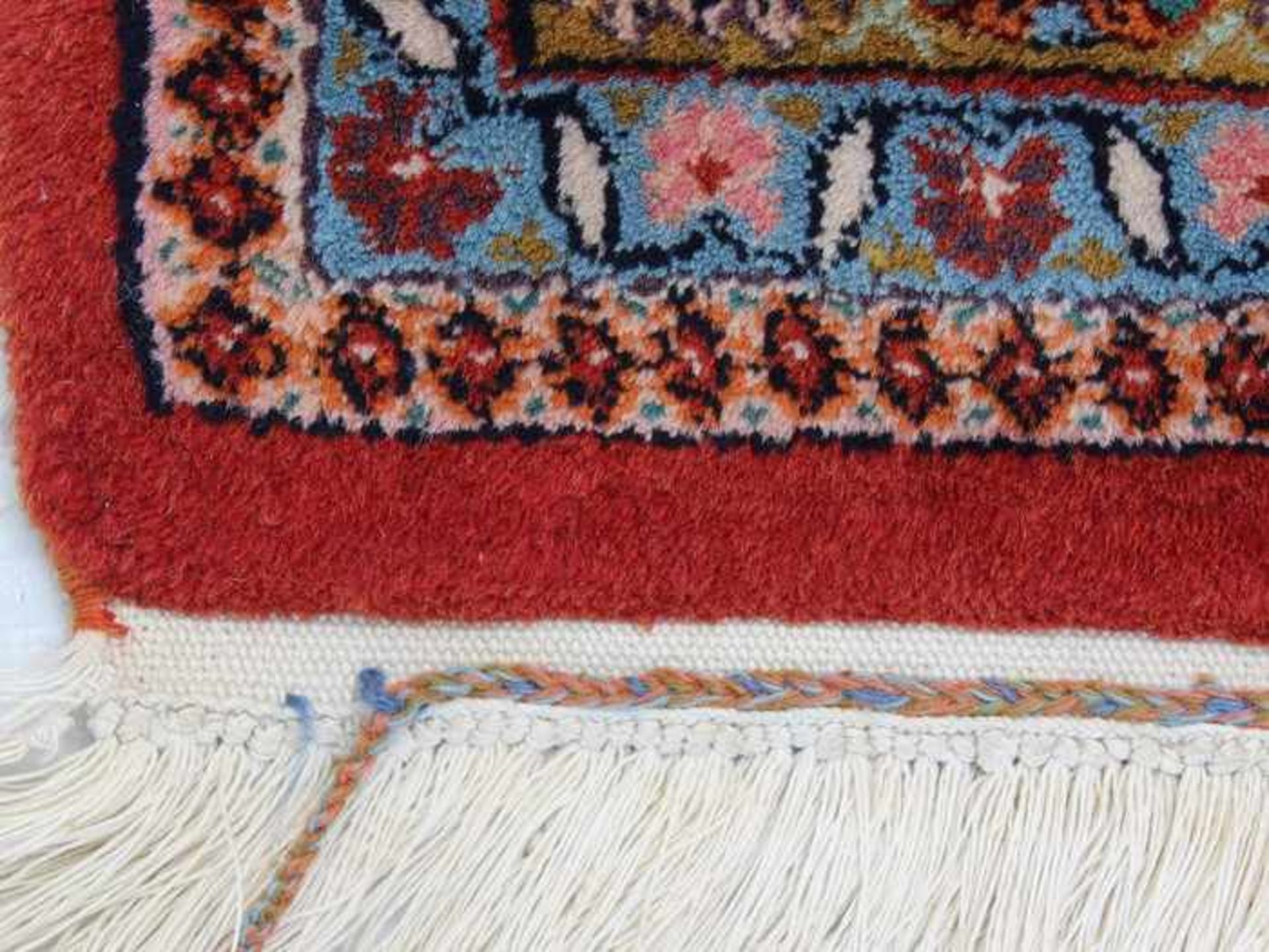Orientteppichwohl Keshan, Baumwolle/Korkwolle, rotgrundig, Heratimuster, Rautenmedaillon mit - Bild 4 aus 4