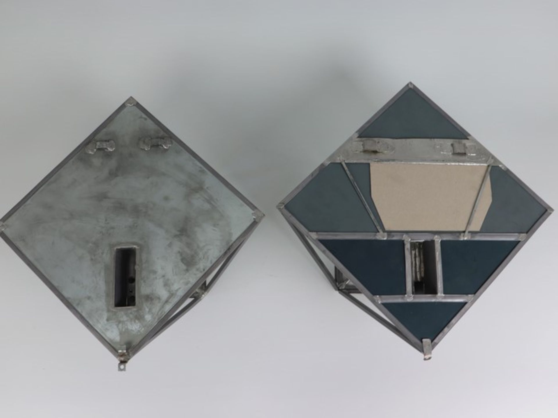 Wandlampen - PendantMetall/Glas, einflammig, Bleiverglasung, Blaseneinschlüsse, quadratisches - Bild 4 aus 4
